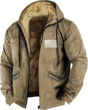 RTRDE Mens Winter Work Coat Zip Up Hoodie Casual Sherpa Lined Jackets Fleece Warm Work Coats Outwear Casual Jacket