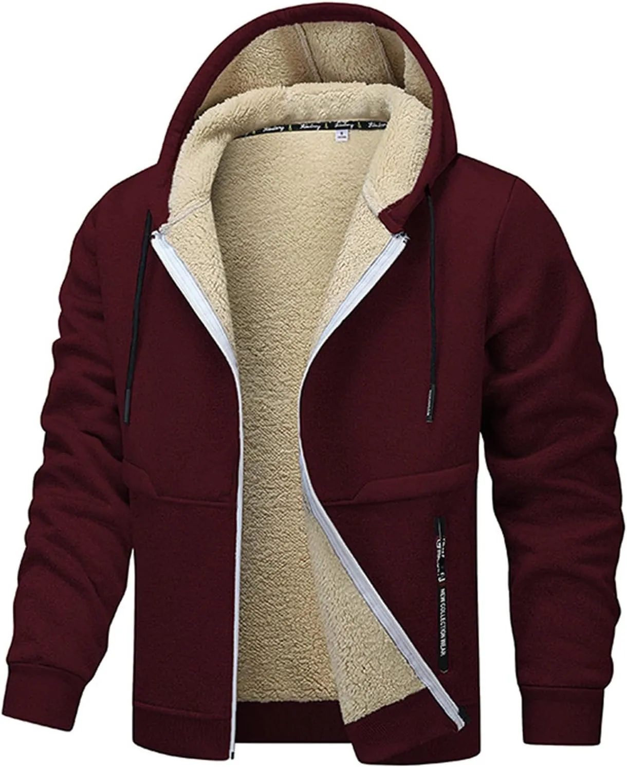 RTRDE Mens Work Jacket Zip Up Sweatshirts Heavyweight Winter Fleece Sherpa Lined Warm Hoodie Jackets Coats Jacket, S-3XL