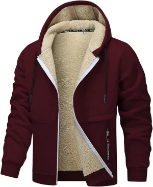 RTRDE Mens Work Jacket Zip Up Sweatshirts Heavyweight Winter Fleece Sherpa Lined Warm Hoodie Jackets Coats Jacket, S-3XL
