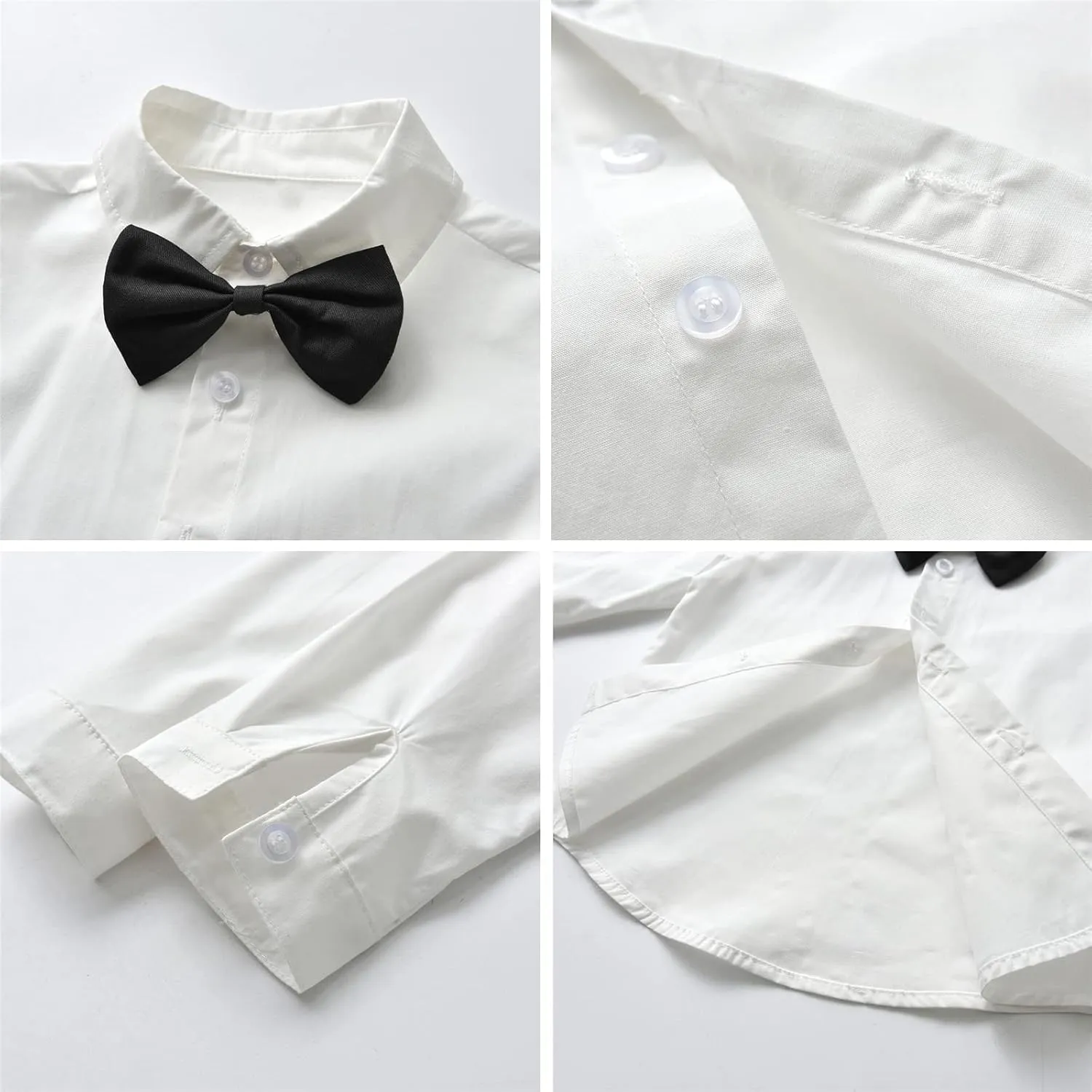 SANGTREE Boys Kids Little Boy Formal Suits Clothes Set, Shirt with Bow Tie Beret Hat Suspender Pants Sets, 3 Months - 9 Years