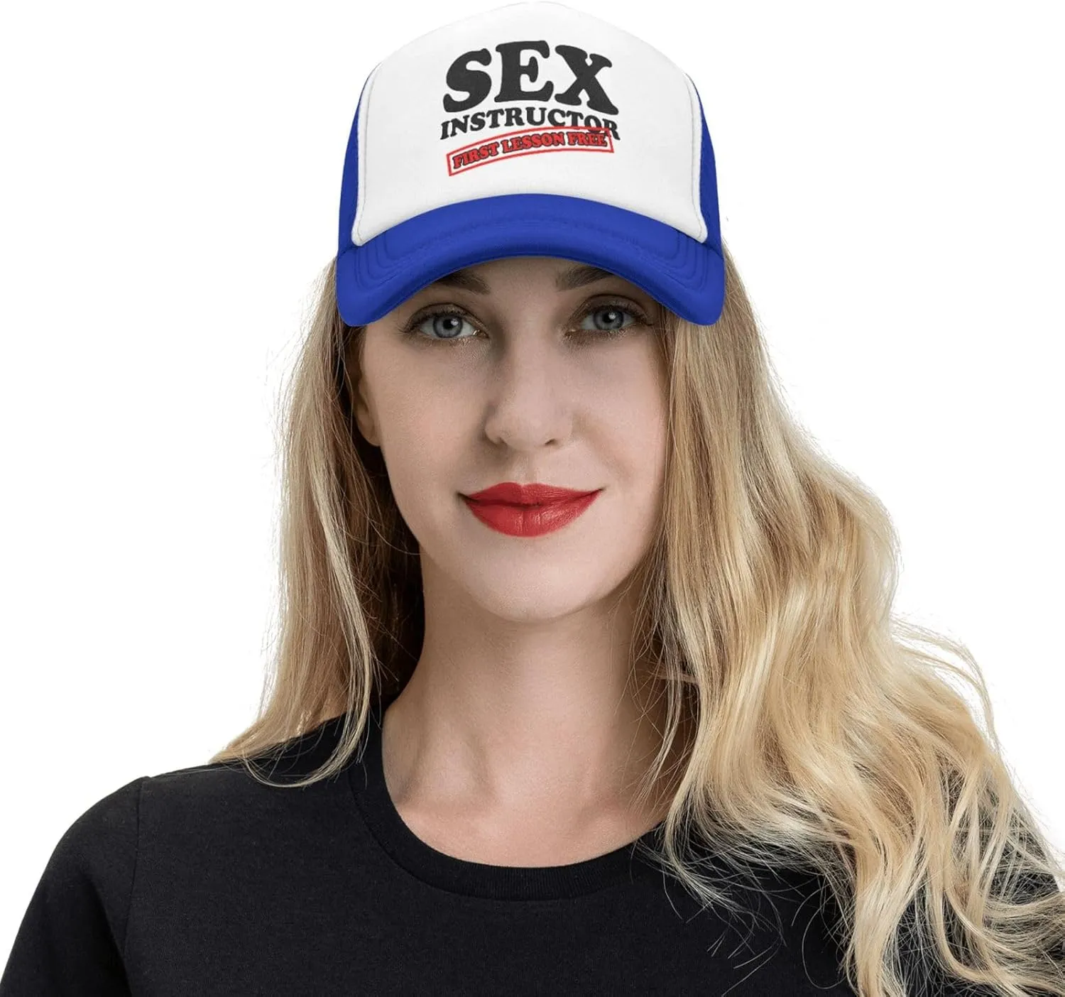 Sex Instructor First Lesson Free-Trucker Hat Funny Hats Men Women Foam Baseball Caps Crazy Hot Party Gifts