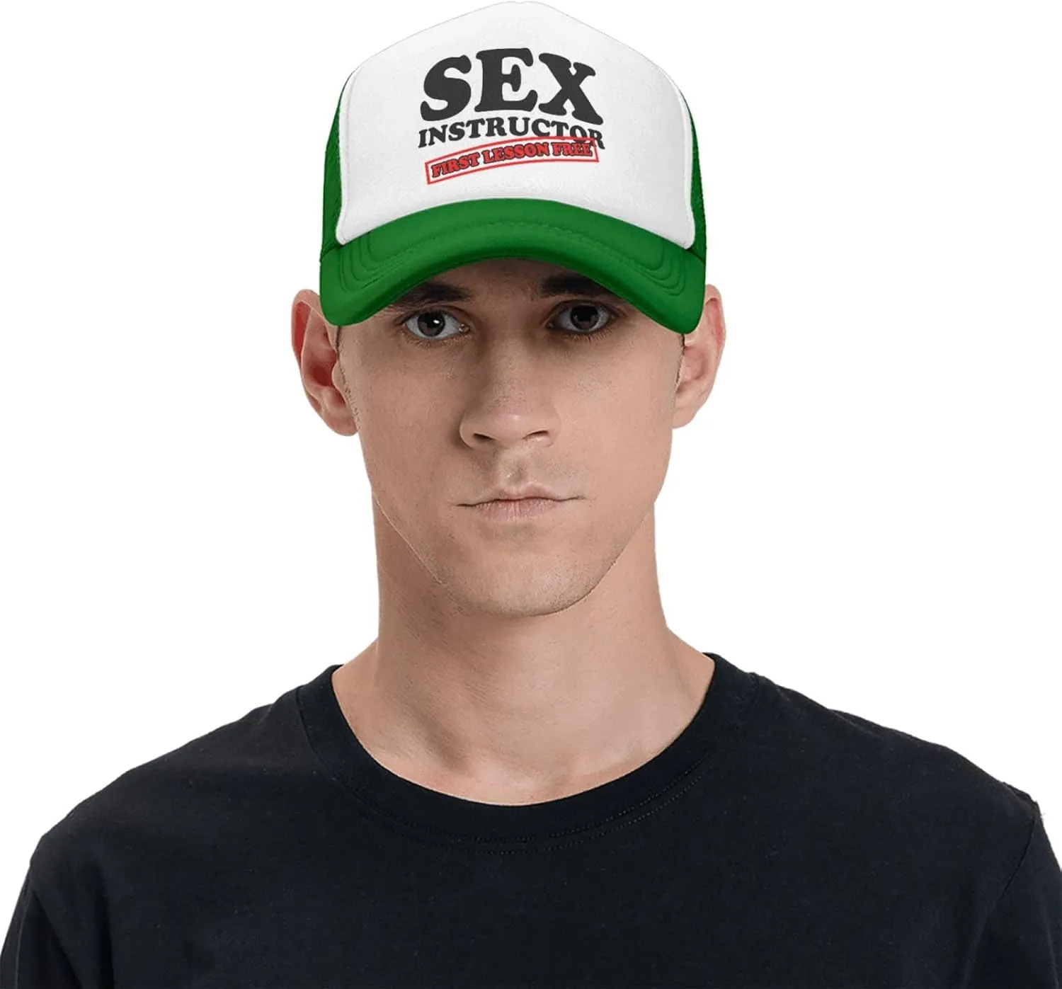 Sex Instructor First Lesson Free-Trucker Hat Funny Hats Men Women Foam Baseball Caps Crazy Hot Party Gifts