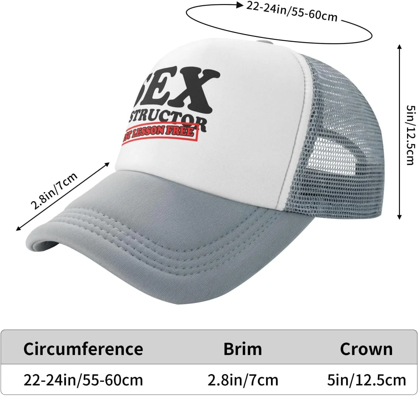 Sex Instructor First Lesson Free-Trucker Hat Funny Hats Men Women Foam Baseball Caps Crazy Hot Party Gifts