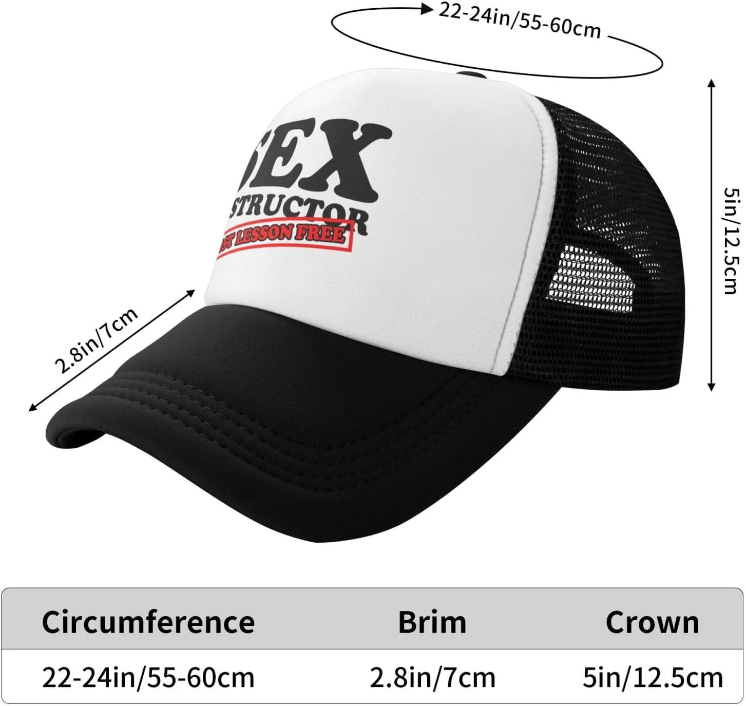 Sex Instructor First Lesson Free-Trucker Hat Funny Hats Men Women Foam Baseball Caps Crazy Hot Party Gifts