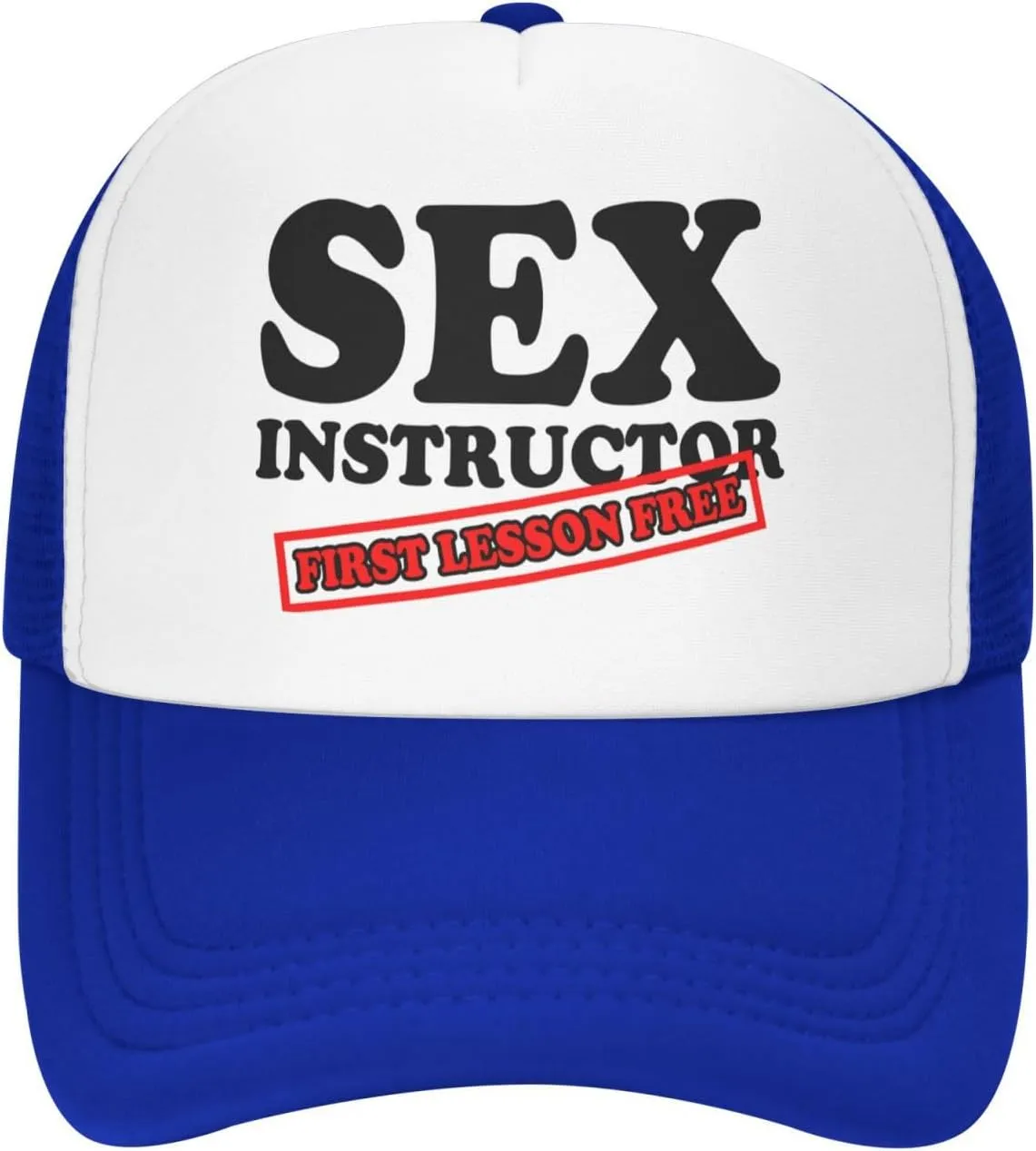 Sex Instructor First Lesson Free-Trucker Hat Funny Hats Men Women Foam Baseball Caps Crazy Hot Party Gifts