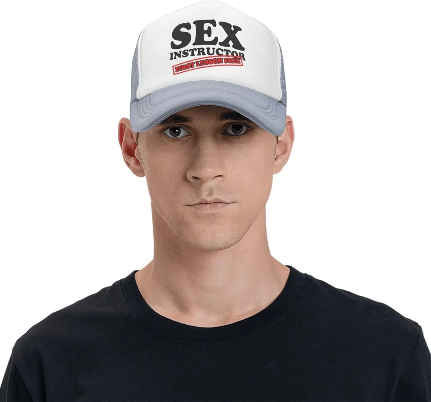 Sex Instructor First Lesson Free-Trucker Hat Funny Hats Men Women Foam Baseball Caps Crazy Hot Party Gifts