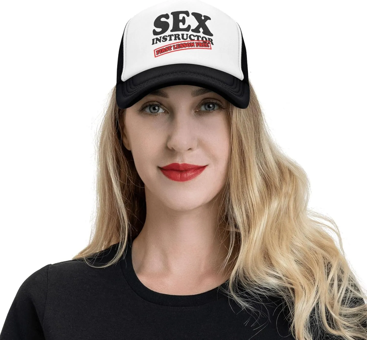 Sex Instructor First Lesson Free-Trucker Hat Funny Hats Men Women Foam Baseball Caps Crazy Hot Party Gifts