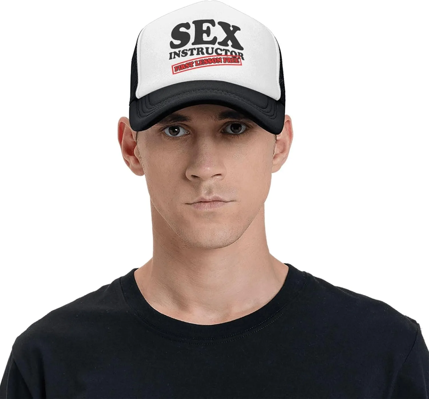 Sex Instructor First Lesson Free-Trucker Hat Funny Hats Men Women Foam Baseball Caps Crazy Hot Party Gifts