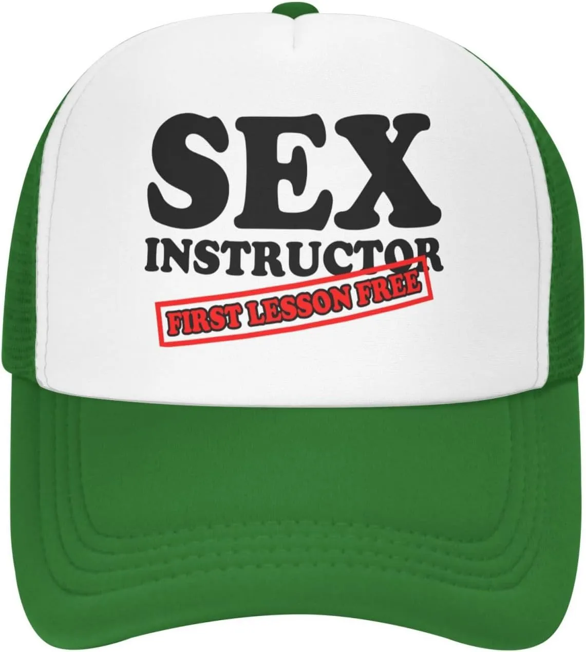 Sex Instructor First Lesson Free-Trucker Hat Funny Hats Men Women Foam Baseball Caps Crazy Hot Party Gifts
