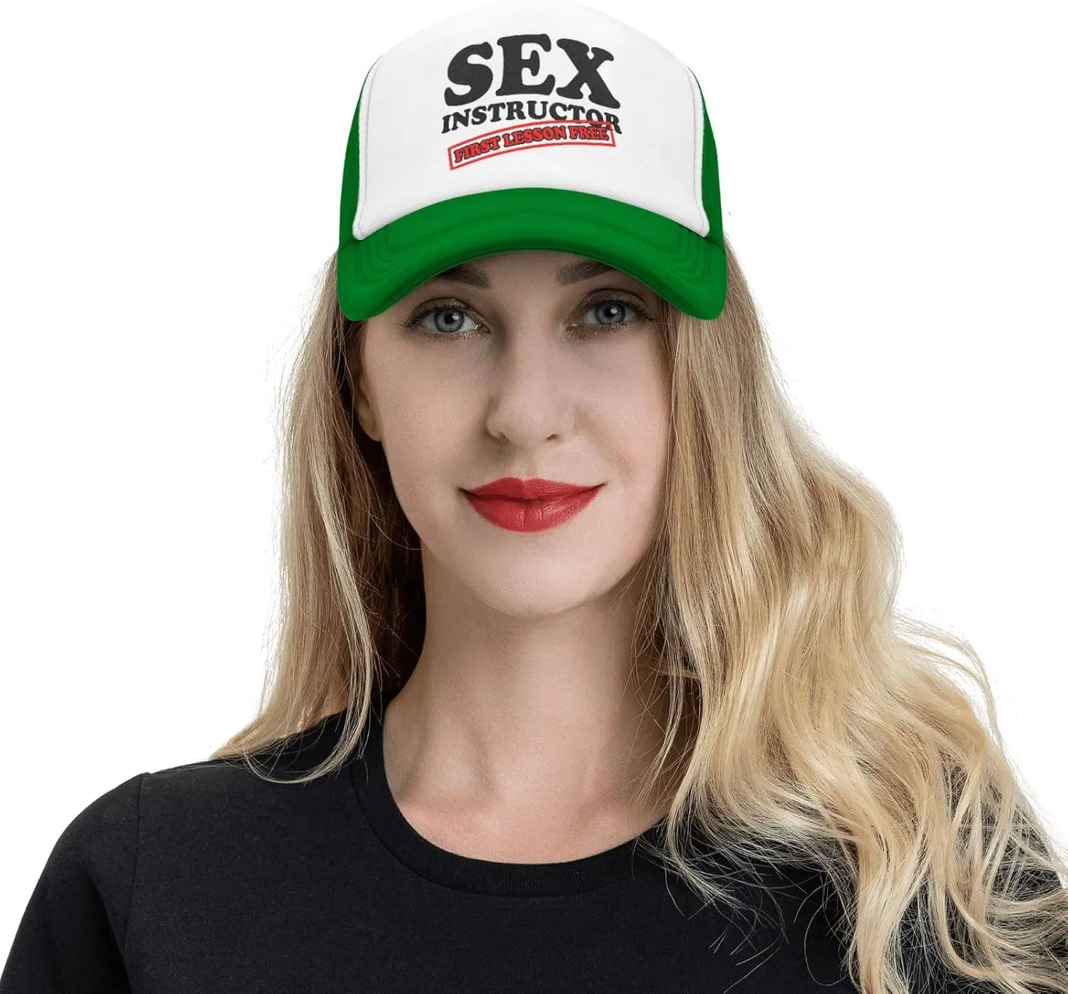 Sex Instructor First Lesson Free-Trucker Hat Funny Hats Men Women Foam Baseball Caps Crazy Hot Party Gifts
