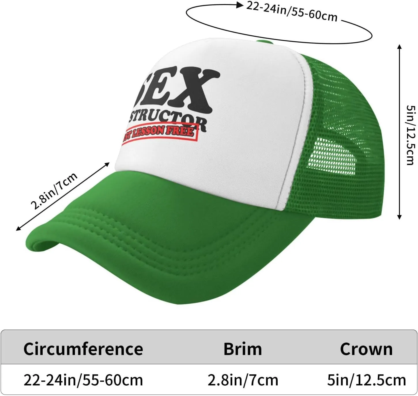 Sex Instructor First Lesson Free-Trucker Hat Funny Hats Men Women Foam Baseball Caps Crazy Hot Party Gifts