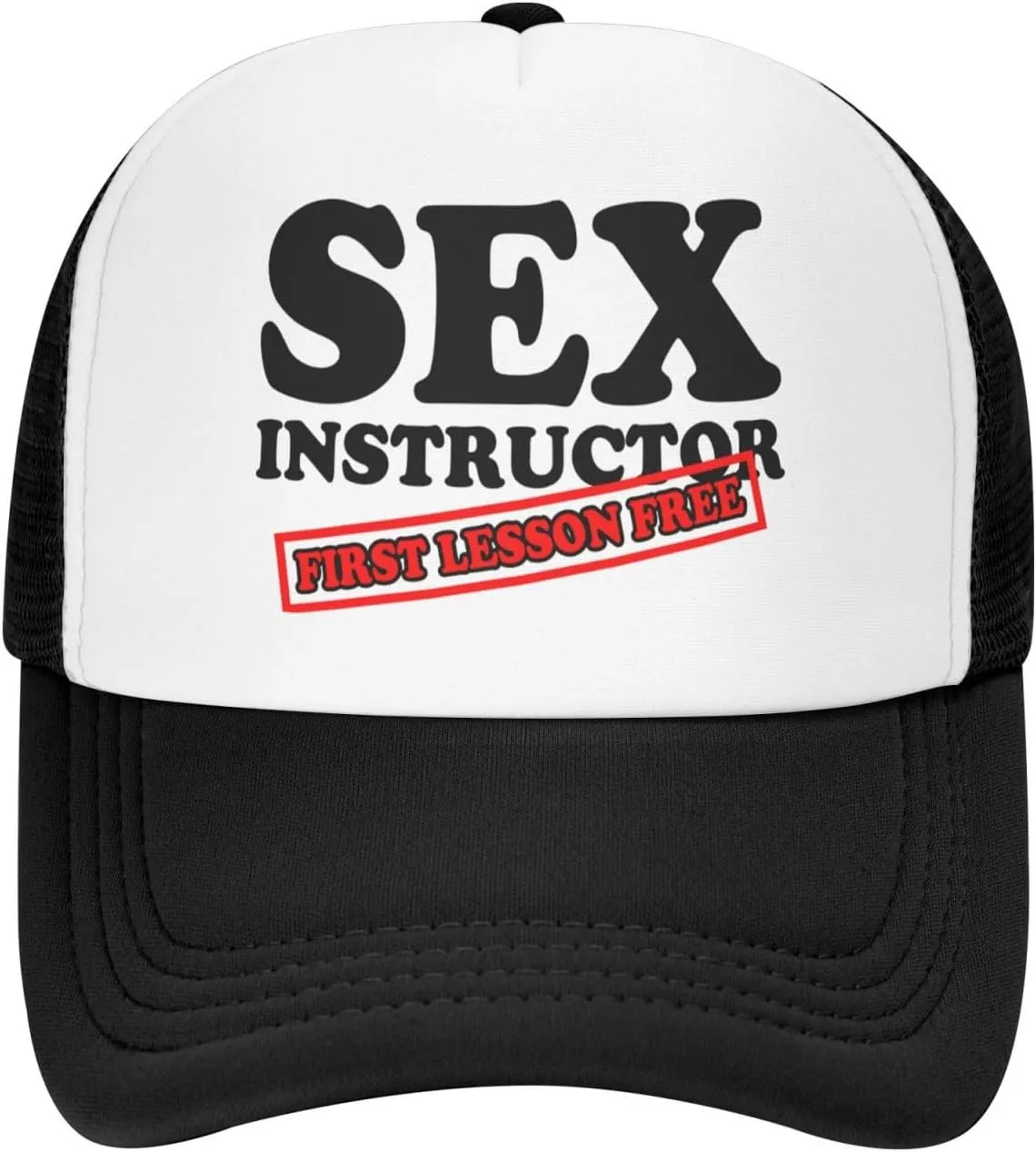 Sex Instructor First Lesson Free-Trucker Hat Funny Hats Men Women Foam Baseball Caps Crazy Hot Party Gifts