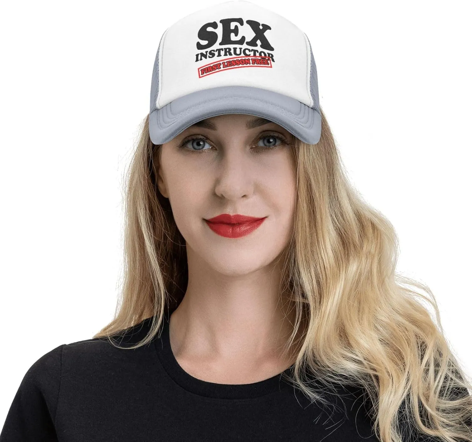 Sex Instructor First Lesson Free-Trucker Hat Funny Hats Men Women Foam Baseball Caps Crazy Hot Party Gifts