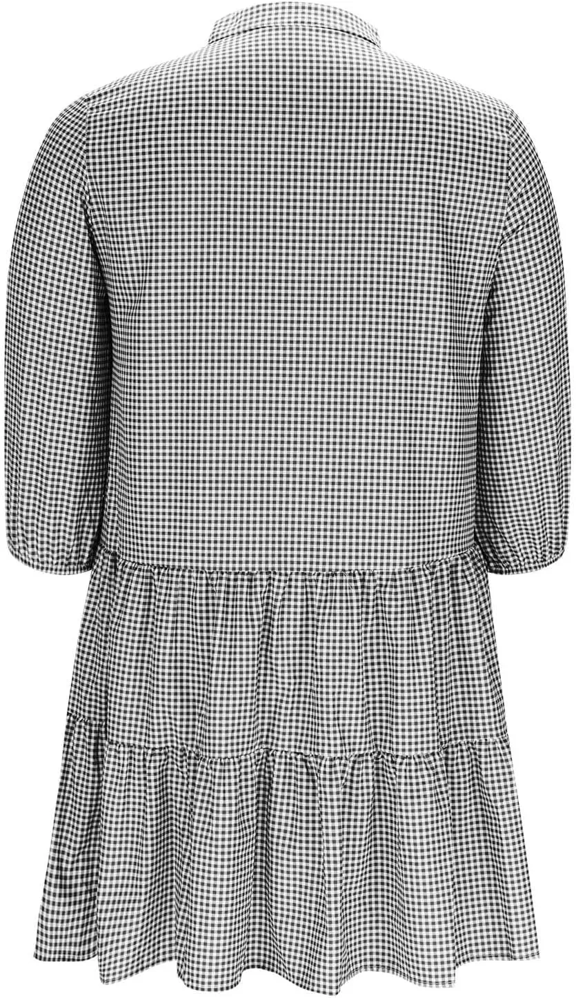 Shirt Dresses for Women 2025 Short Sleeve Casual Summer Dress Ruffle Hem Loose Fit Short Dresses