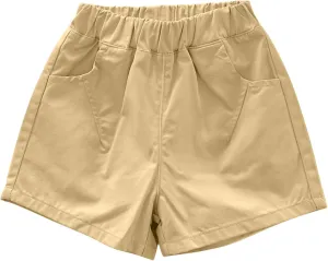 Shorts for Little Kids Relaxed Fit Elastic Waist Casual Summer High Rise Shorts with Pockets Chino Short Pants