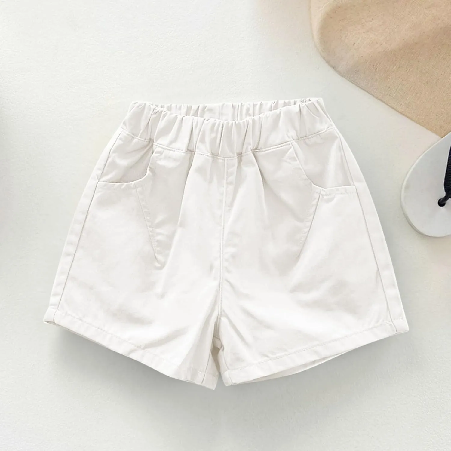 Shorts for Little Kids Relaxed Fit Elastic Waist Casual Summer High Rise Shorts with Pockets Chino Short Pants