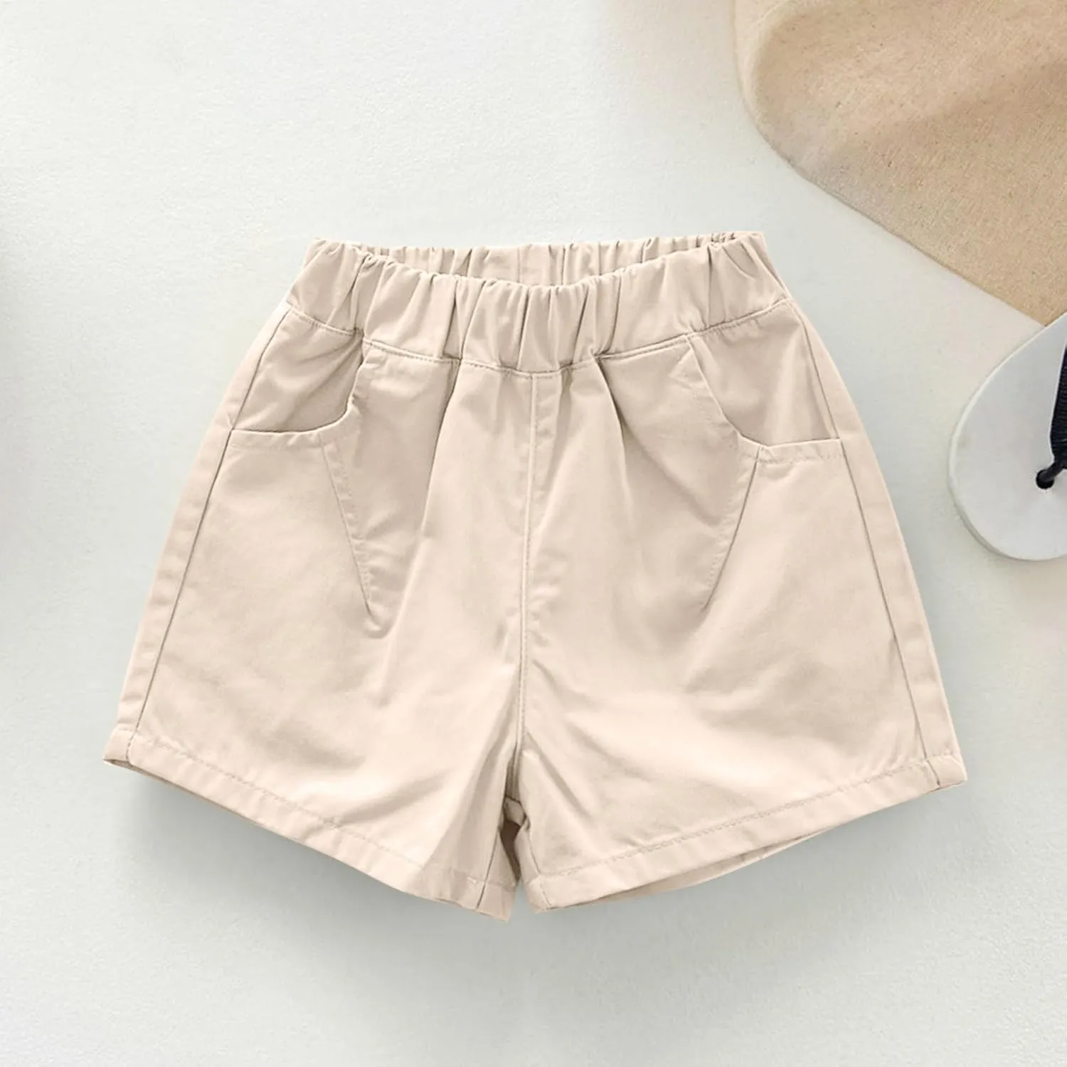 Shorts for Little Kids Relaxed Fit Elastic Waist Casual Summer High Rise Shorts with Pockets Chino Short Pants