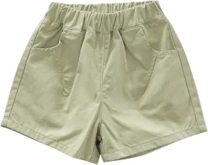 Shorts for Little Kids Relaxed Fit Elastic Waist Casual Summer High Rise Shorts with Pockets Chino Short Pants