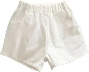 Shorts for Little Kids Relaxed Fit Elastic Waist Casual Summer High Rise Shorts with Pockets Chino Short Pants