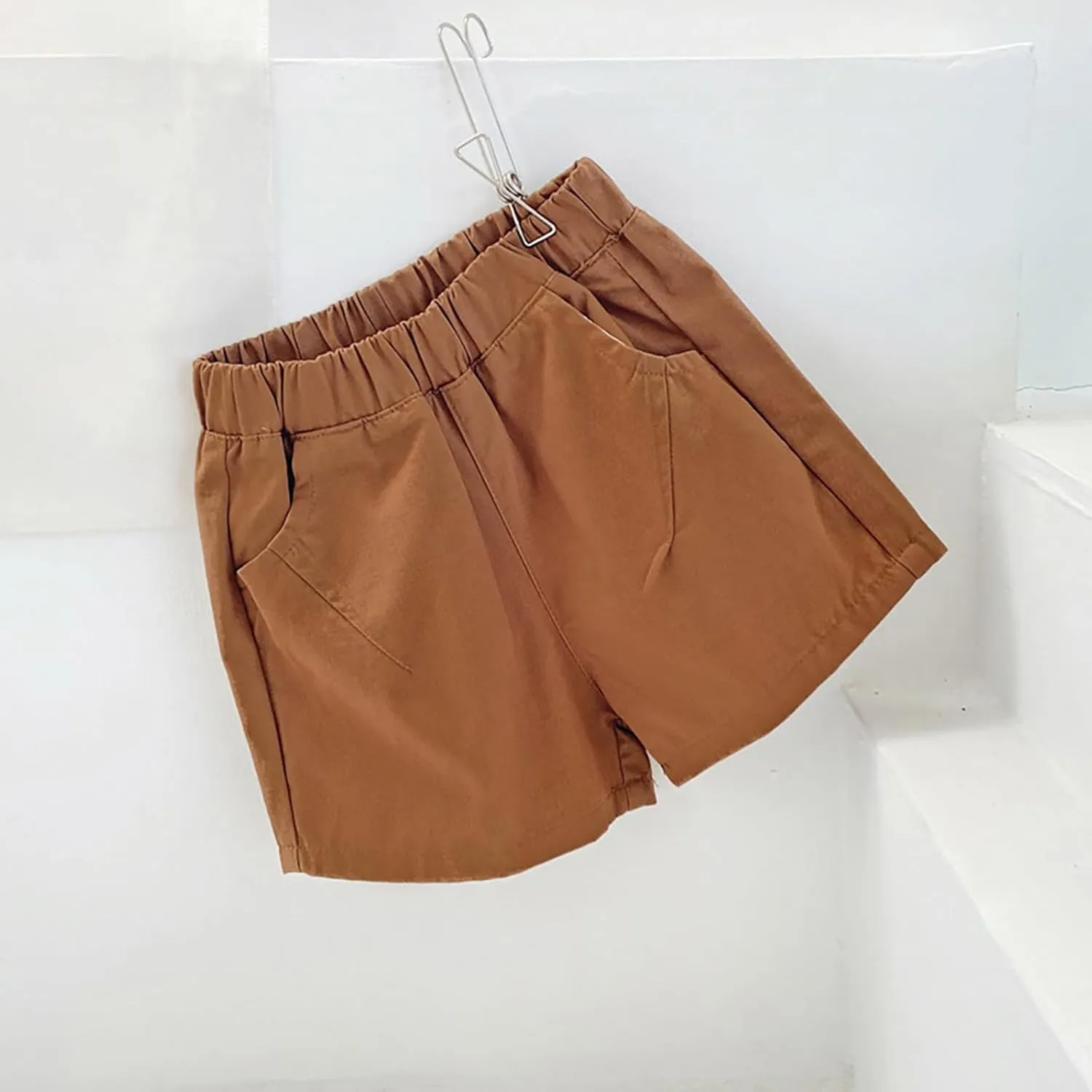 Shorts for Little Kids Relaxed Fit Elastic Waist Casual Summer High Rise Shorts with Pockets Chino Short Pants