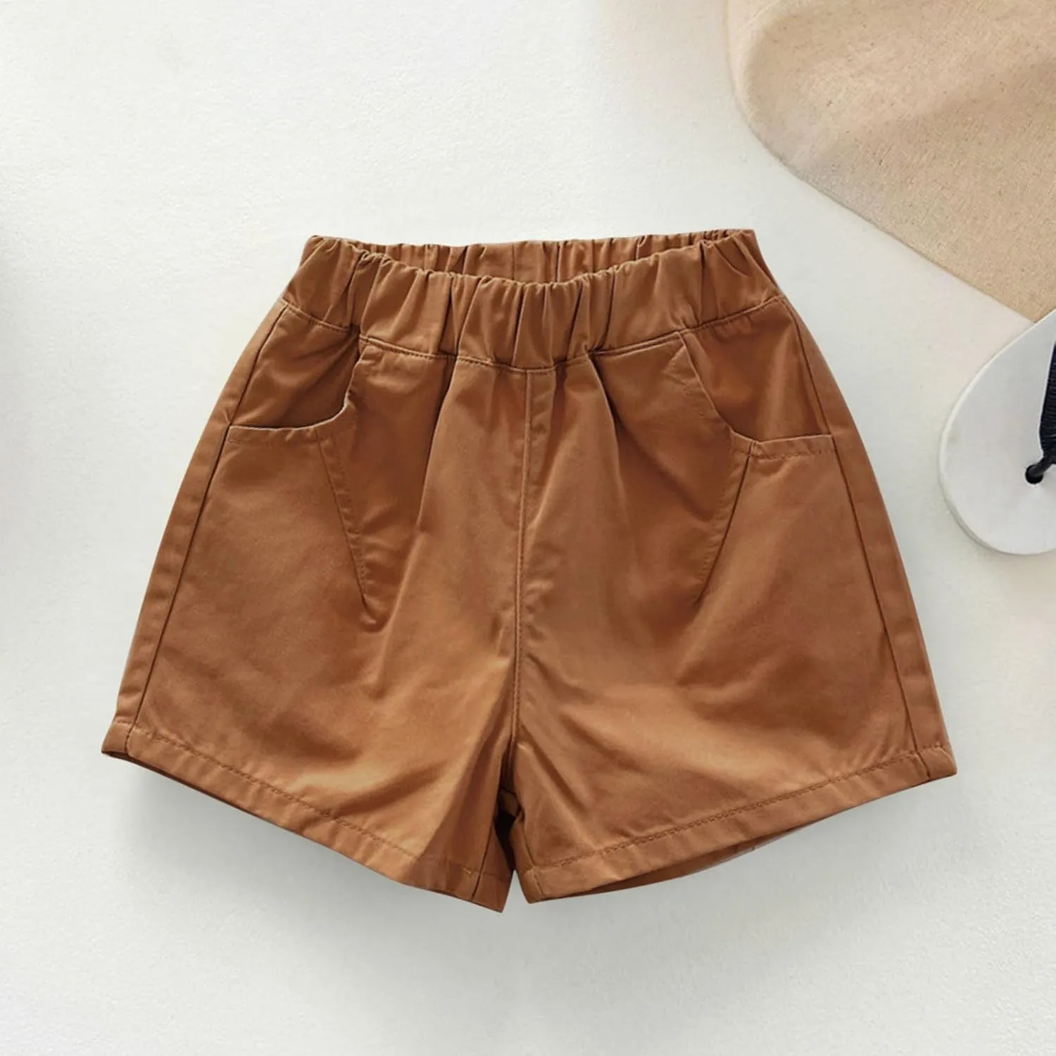 Shorts for Little Kids Relaxed Fit Elastic Waist Casual Summer High Rise Shorts with Pockets Chino Short Pants