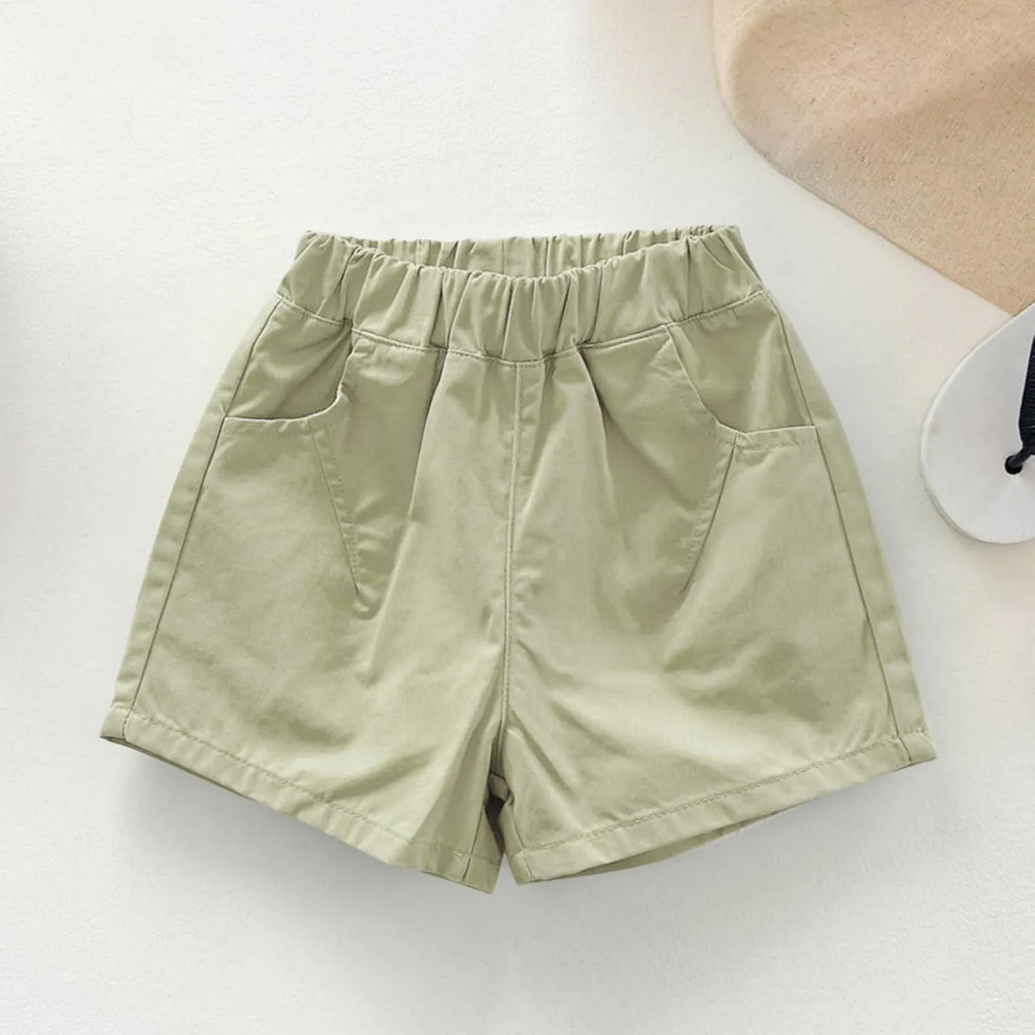 Shorts for Little Kids Relaxed Fit Elastic Waist Casual Summer High Rise Shorts with Pockets Chino Short Pants