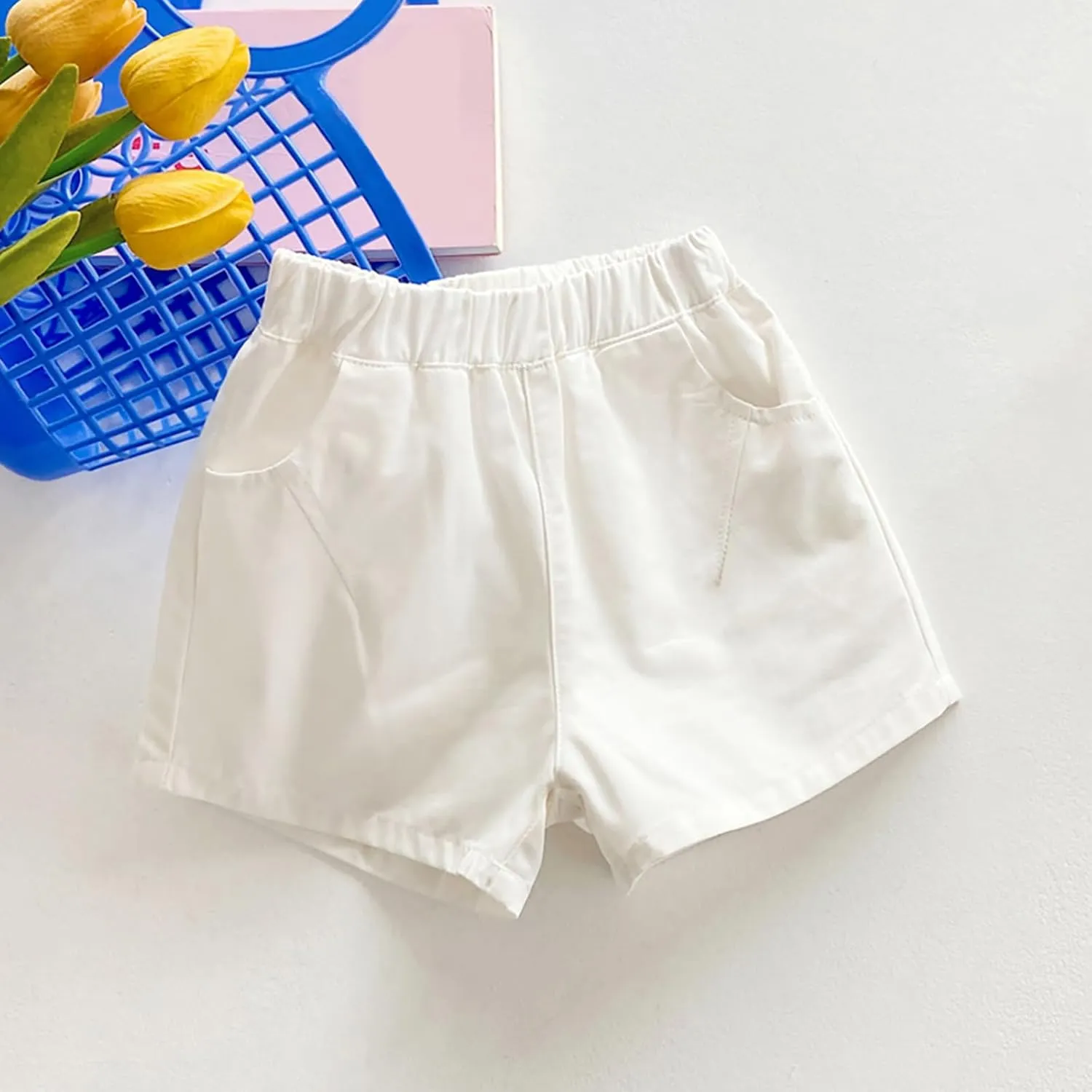 Shorts for Little Kids Relaxed Fit Elastic Waist Casual Summer High Rise Shorts with Pockets Chino Short Pants