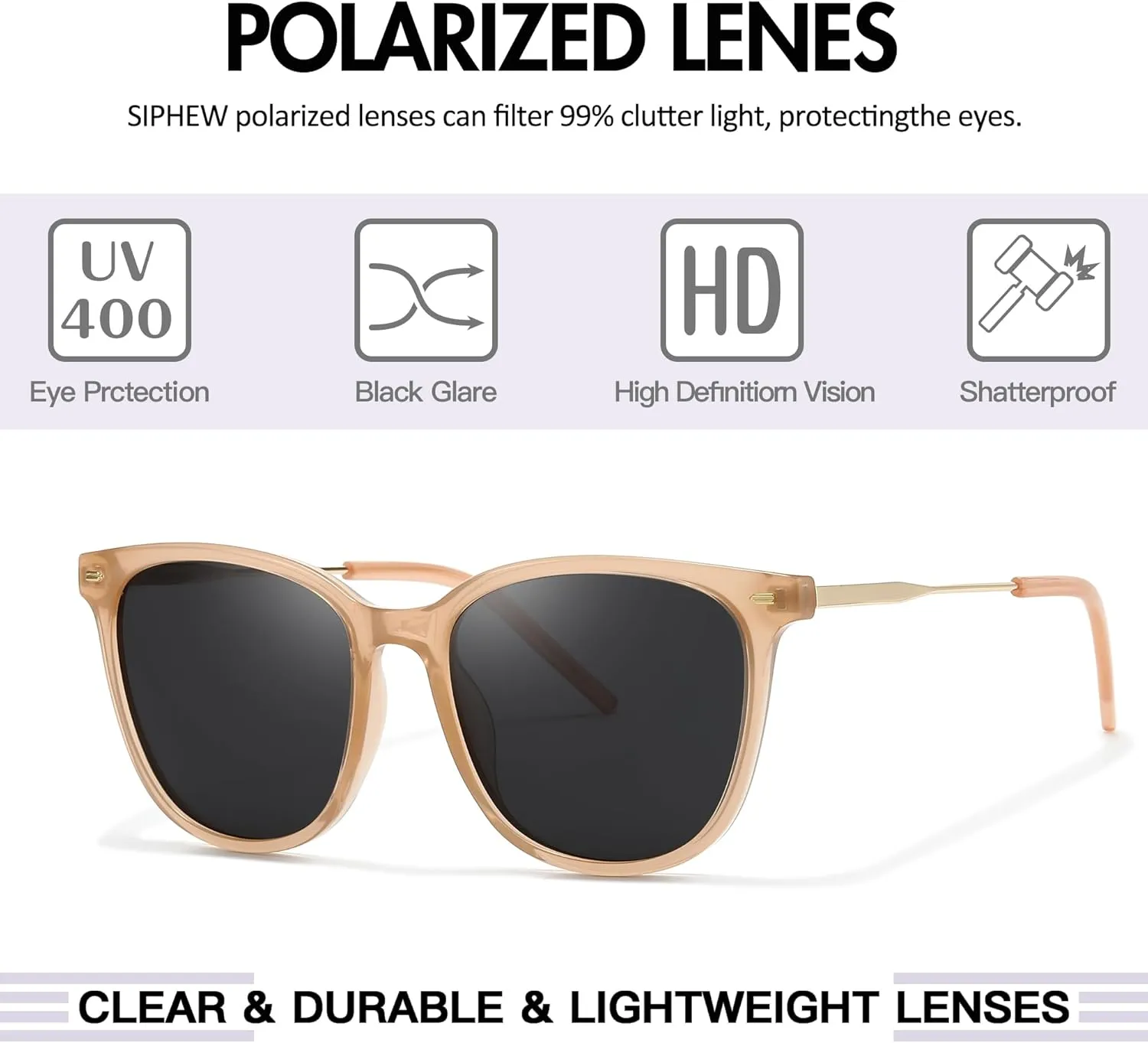 SIPHEW Oversized Cat Eye Sunglasses for Women Mirrored Polarized Designer Womens Sunglasses w UV Protection