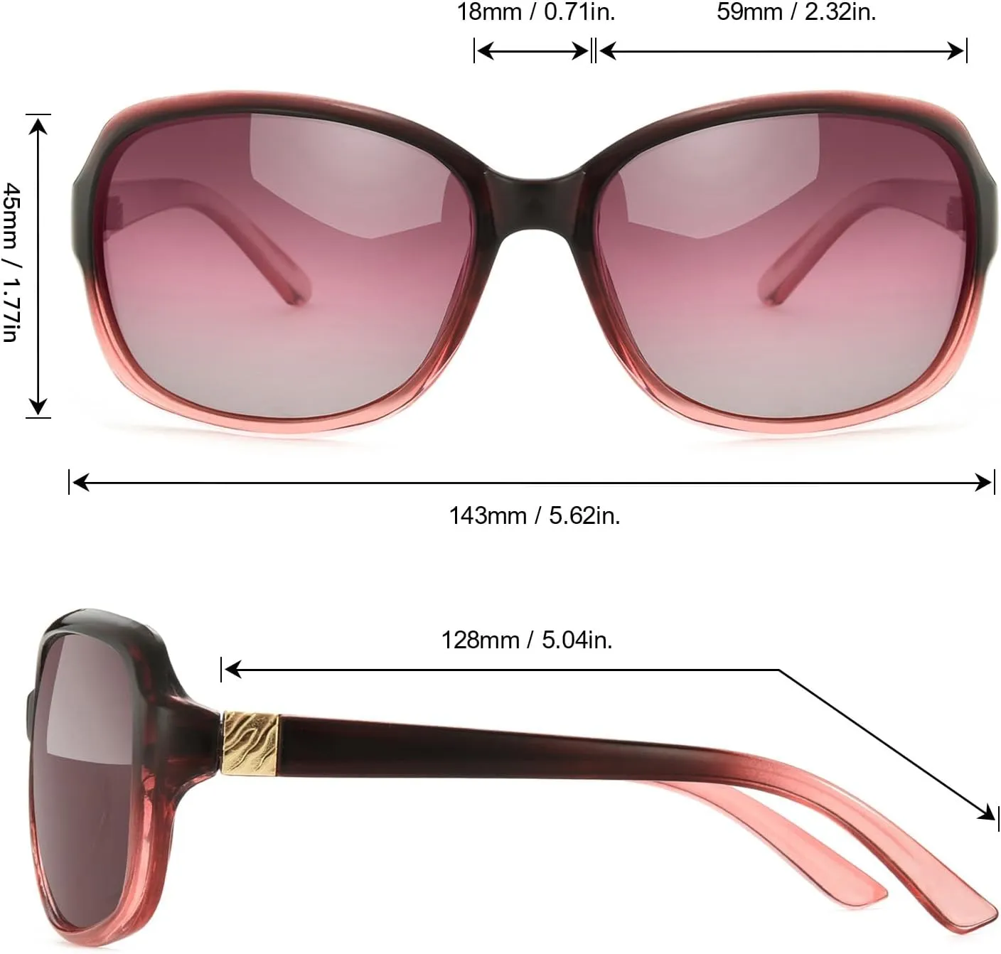 SIPHEW Polarized Sunglasses for Women | Vintage Square Sunglasses w UV400 Protection | Womens Wraparound Shade