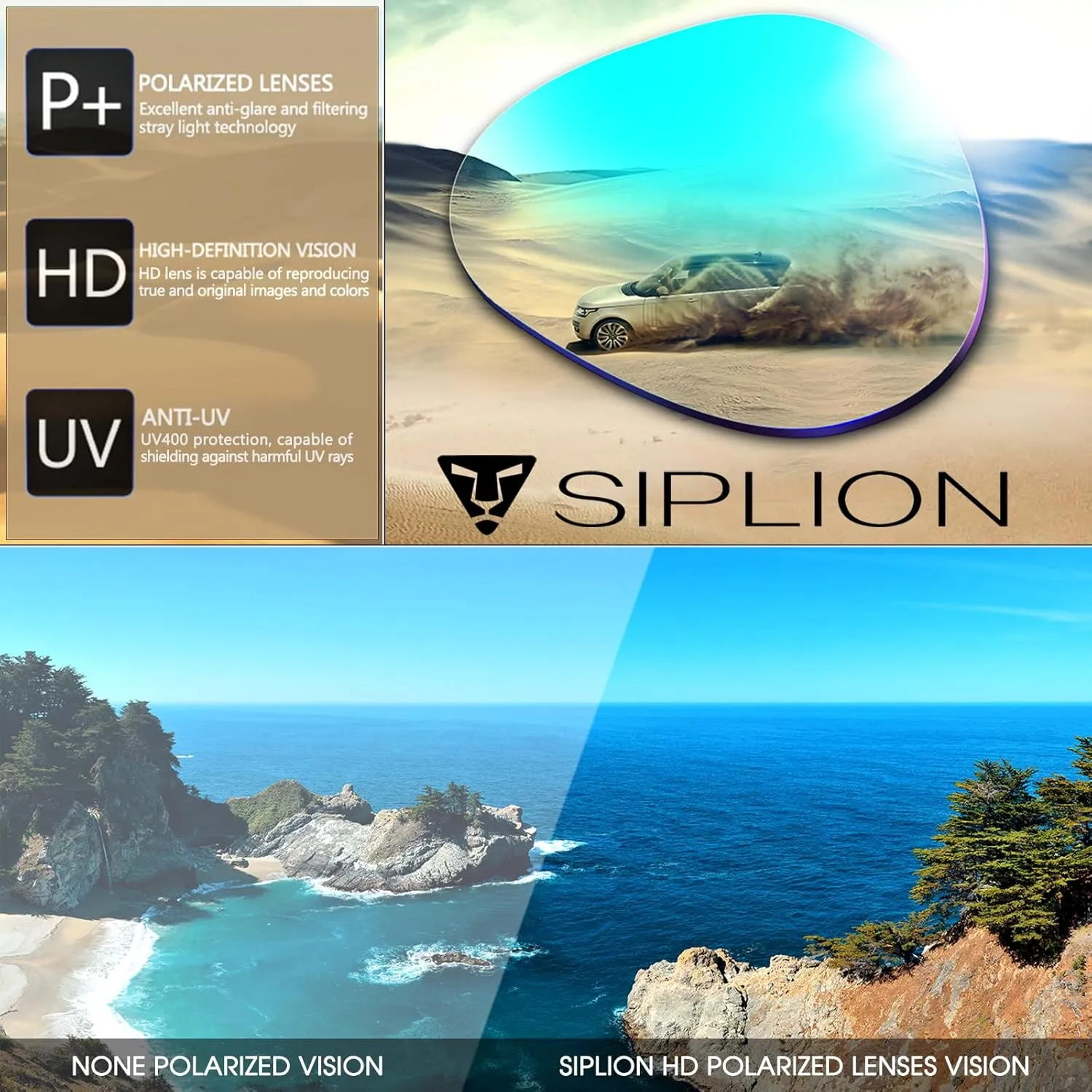 SIPLION Driving Polarized Sunglasses For Mens Womens Mirrored pilot Sun Glasses UV400 Protection
