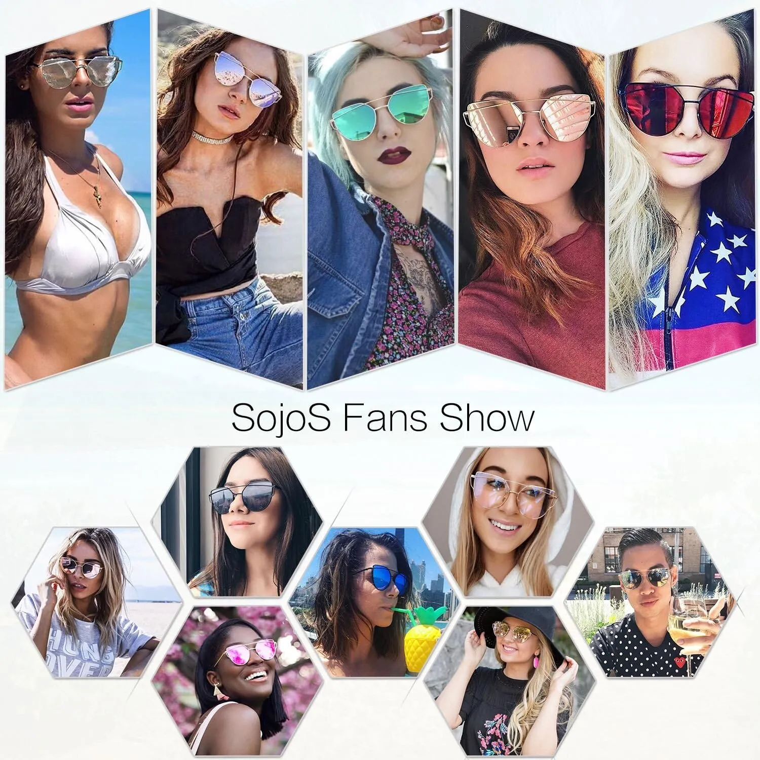 SOJOS Cat Eye Sunglasses for Women Fashion Designer Style Mirrored Lenses