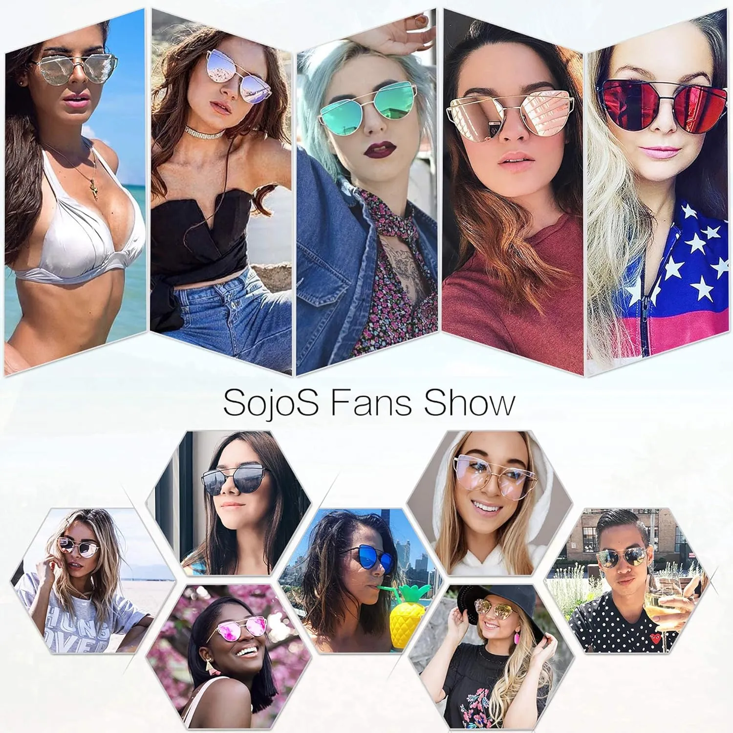 SOJOS Cat Eye Sunglasses for Women Fashion Designer Style Mirrored Lenses