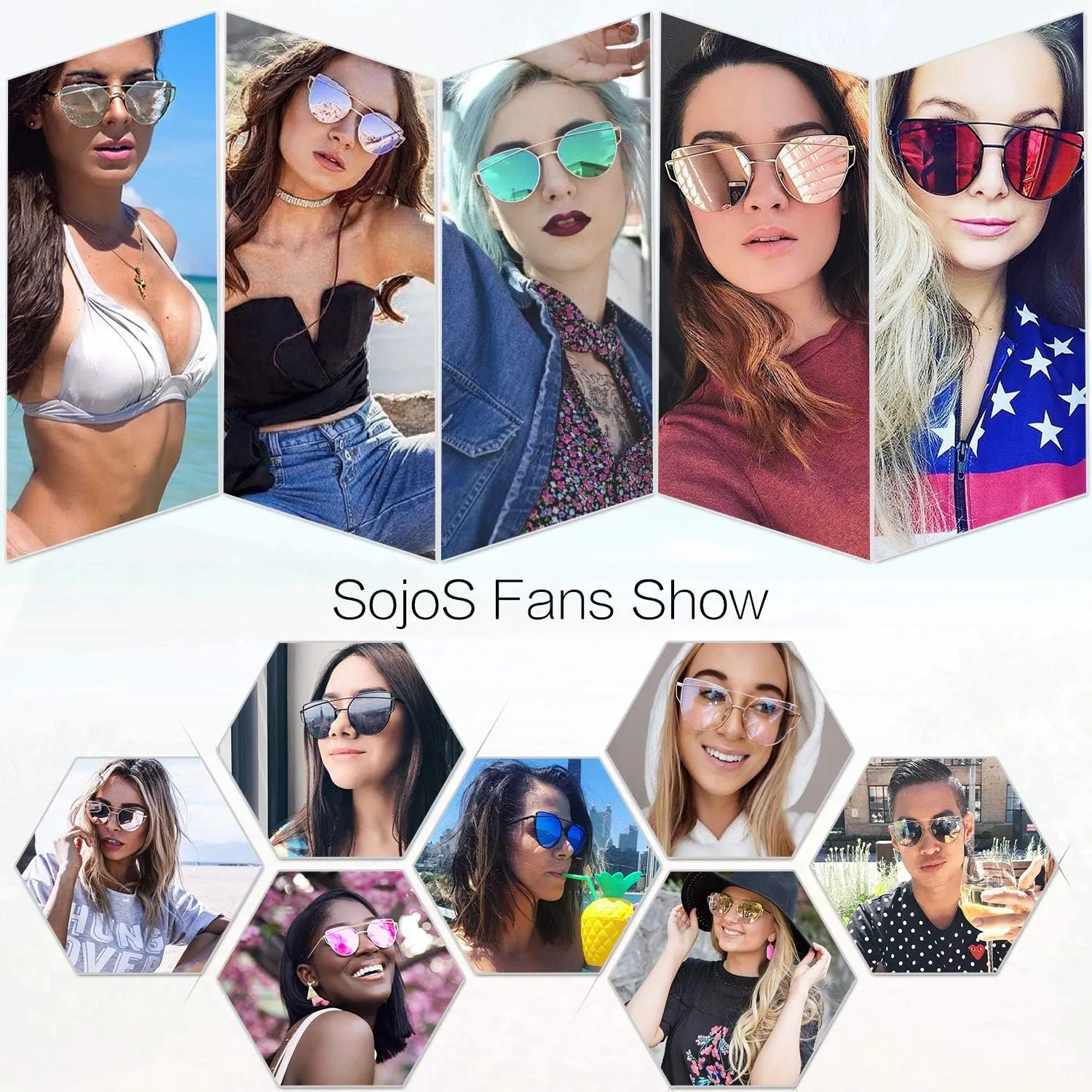 SOJOS Cat Eye Sunglasses for Women Fashion Designer Style Mirrored Lenses
