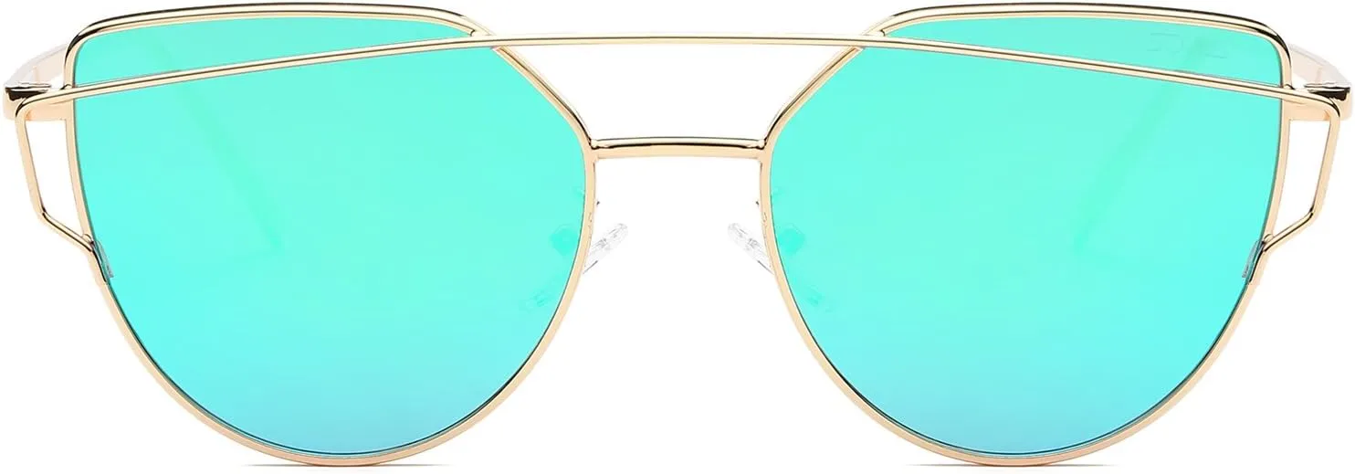 SOJOS Cat Eye Sunglasses for Women Fashion Designer Style Mirrored Lenses