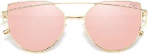 SOJOS Cat Eye Sunglasses for Women Fashion Designer Style Mirrored Lenses