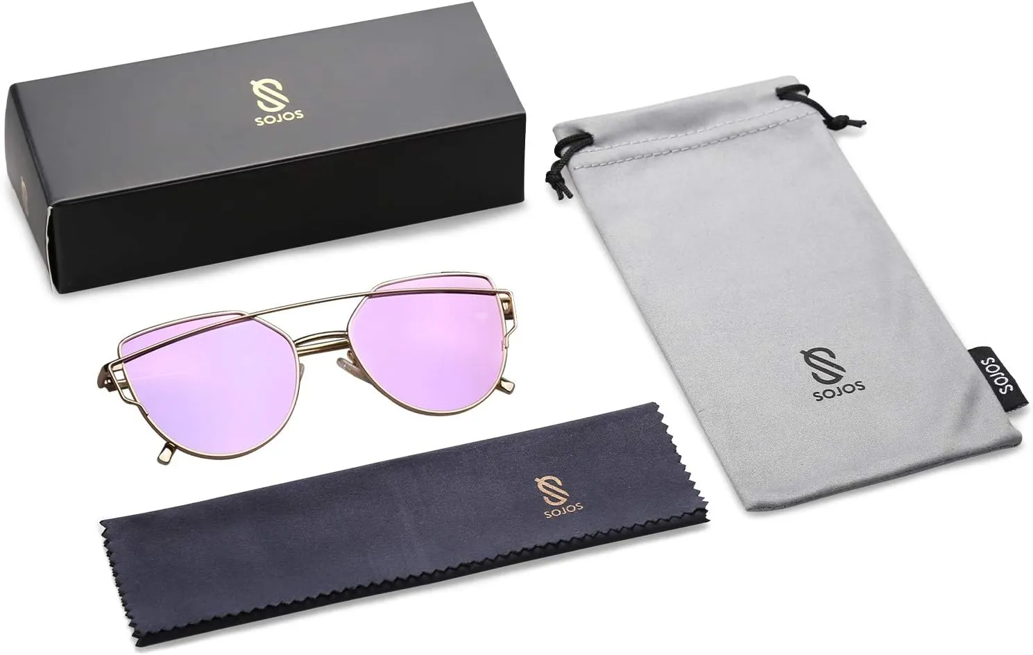 SOJOS Cat Eye Sunglasses for Women Fashion Designer Style Mirrored Lenses