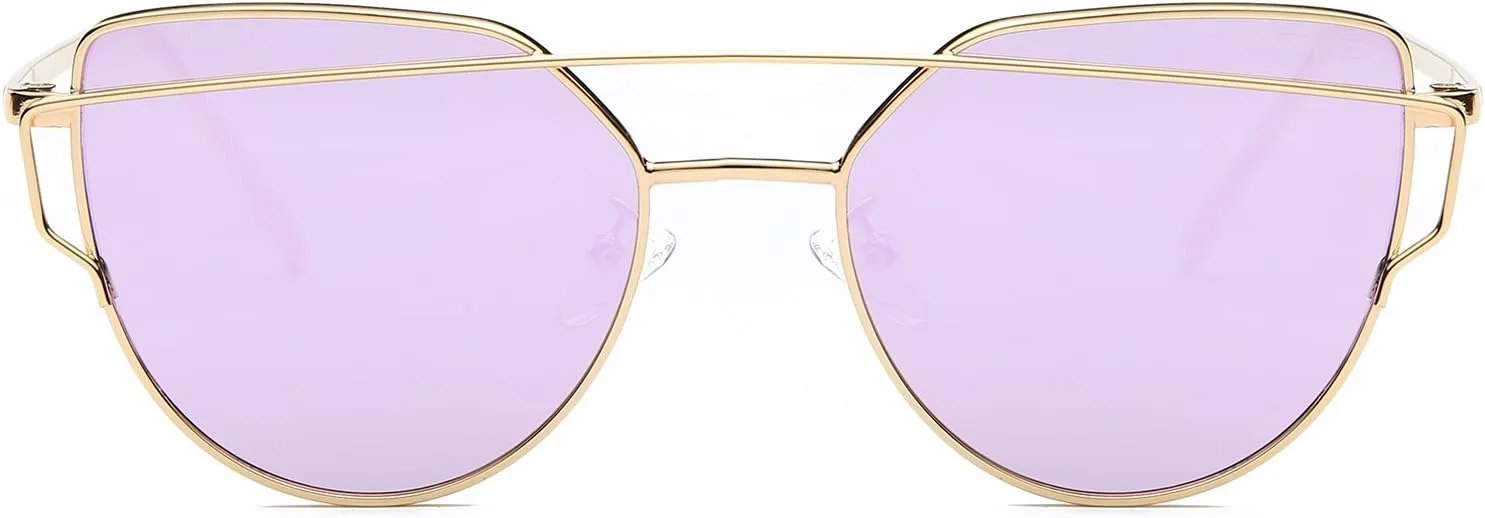 SOJOS Cat Eye Sunglasses for Women Fashion Designer Style Mirrored Lenses