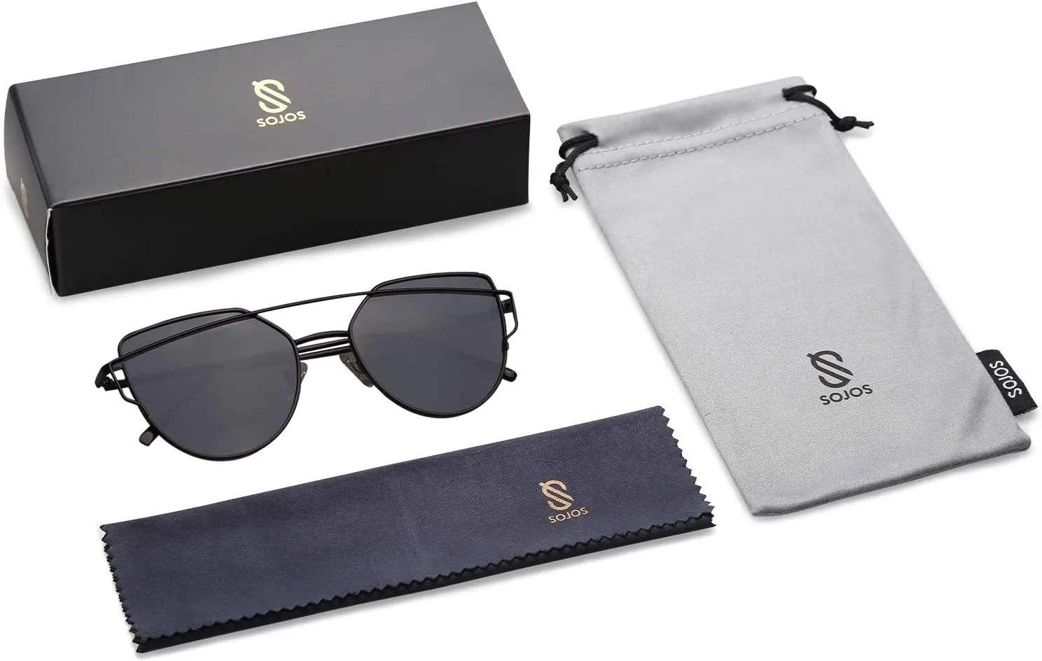 SOJOS Cat Eye Sunglasses for Women Fashion Designer Style Mirrored Lenses