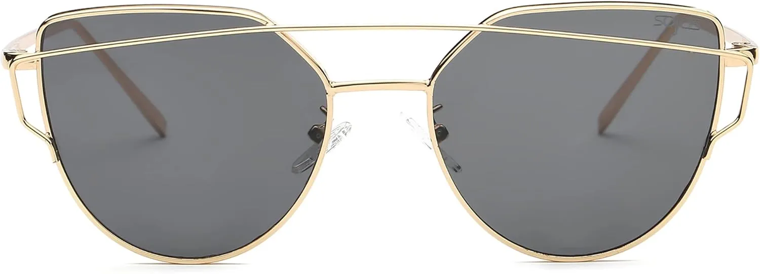 SOJOS Cat Eye Sunglasses for Women Fashion Designer Style Mirrored Lenses