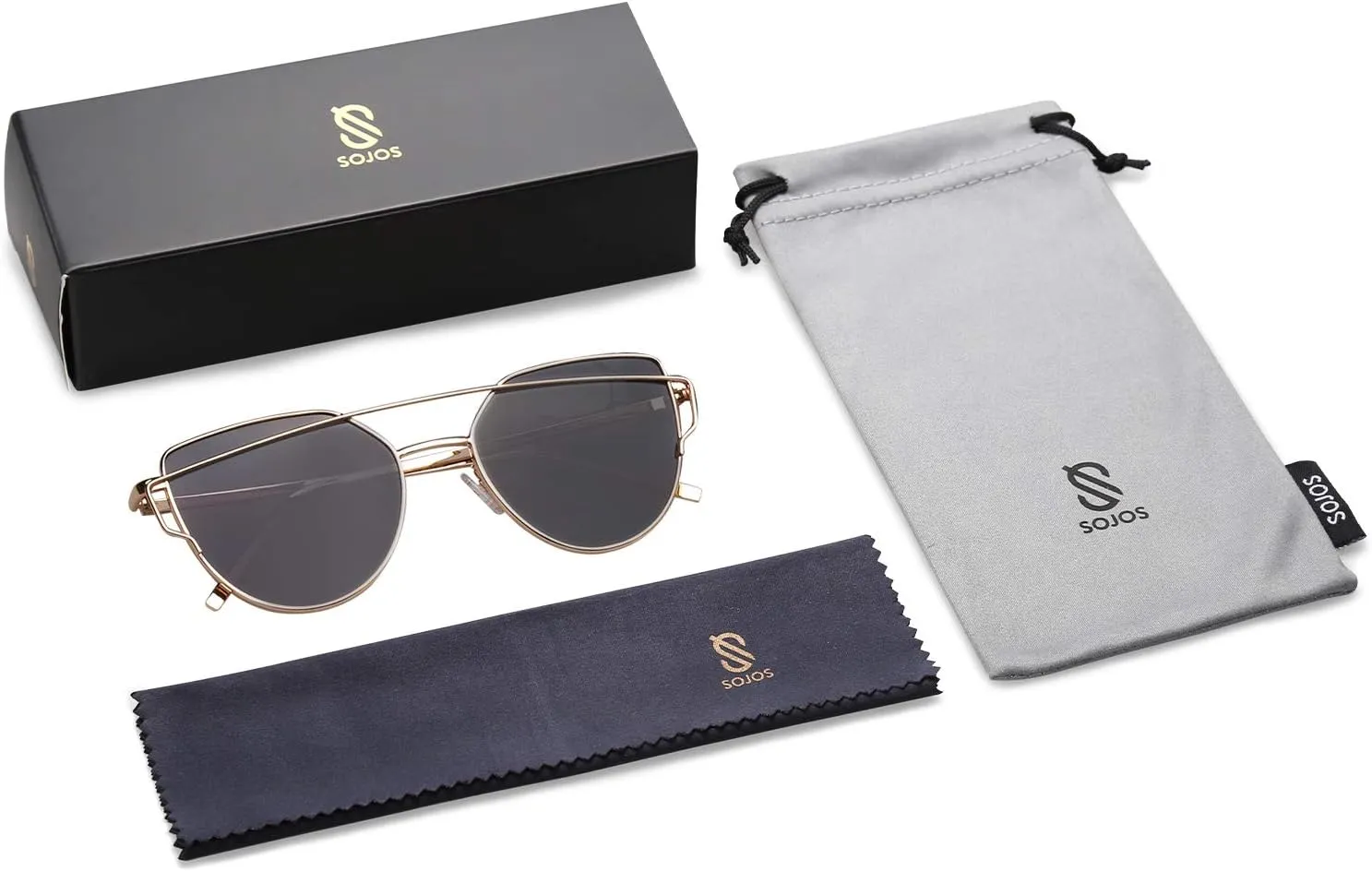 SOJOS Cat Eye Sunglasses for Women Fashion Designer Style Mirrored Lenses