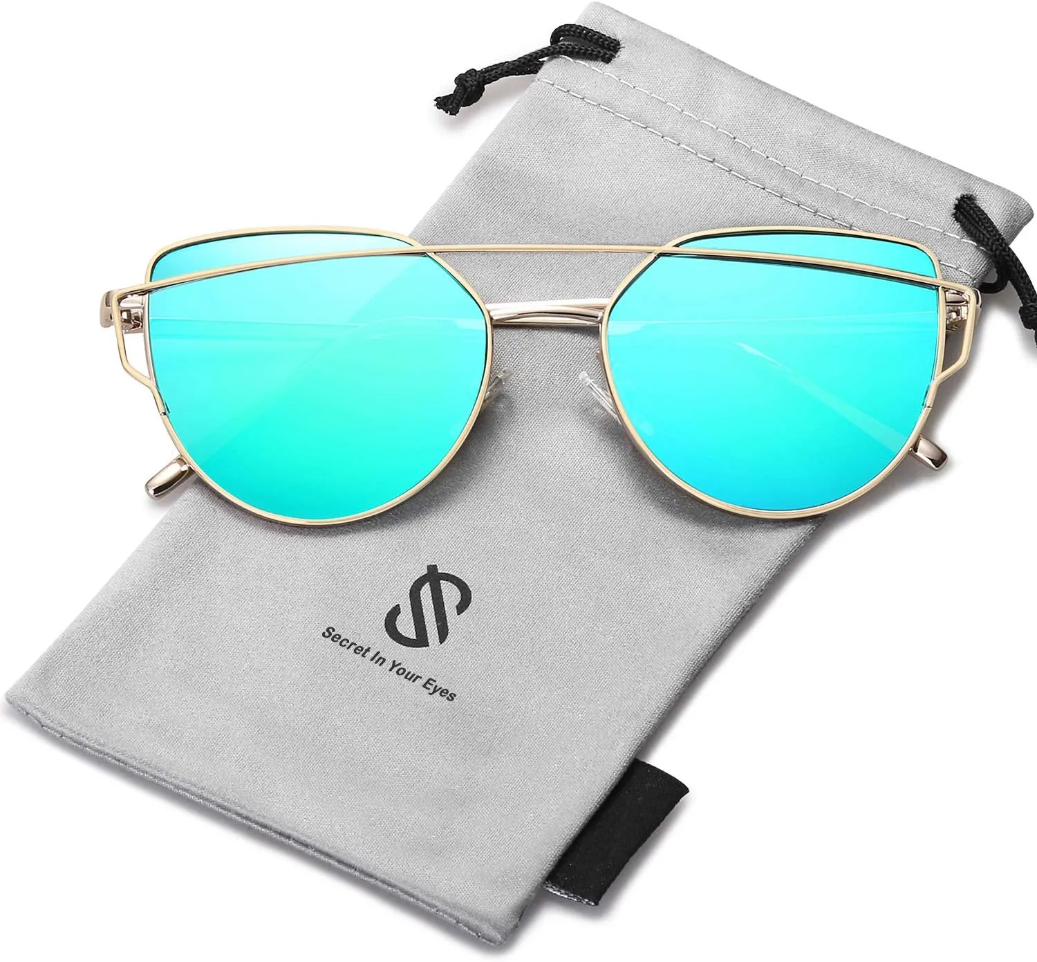 SOJOS Cat Eye Sunglasses for Women Fashion Designer Style Mirrored Lenses