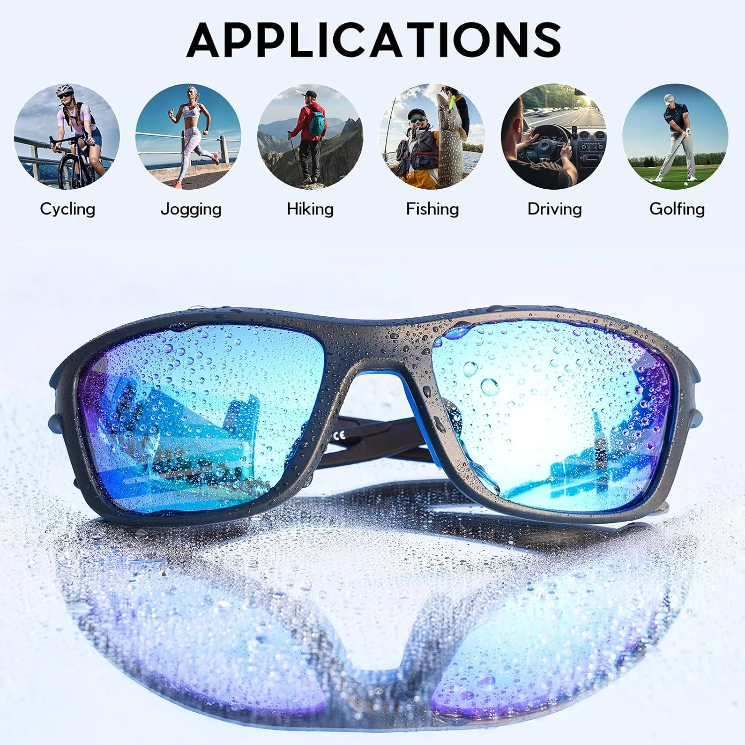Sports Polarized Sunglasses for Men Woman, Wrap Around Sun Glasses UV Protection for Running Cycling Fishing Driving