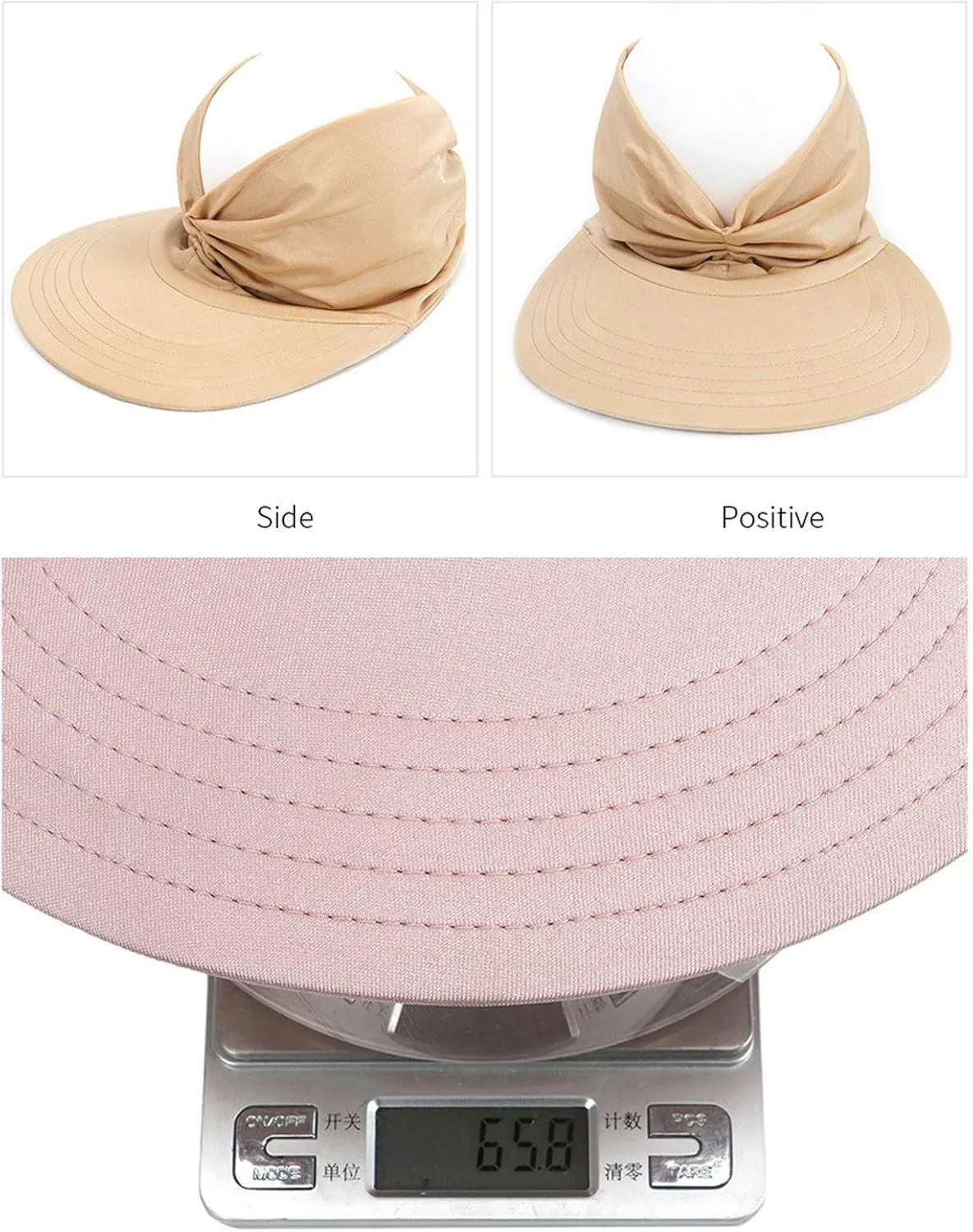 Summer Wide Brim Sun Visor Hat for Women UV Protection Elastic Empty Top Ponytail Beach Hats for Sports Golf Tennis Running