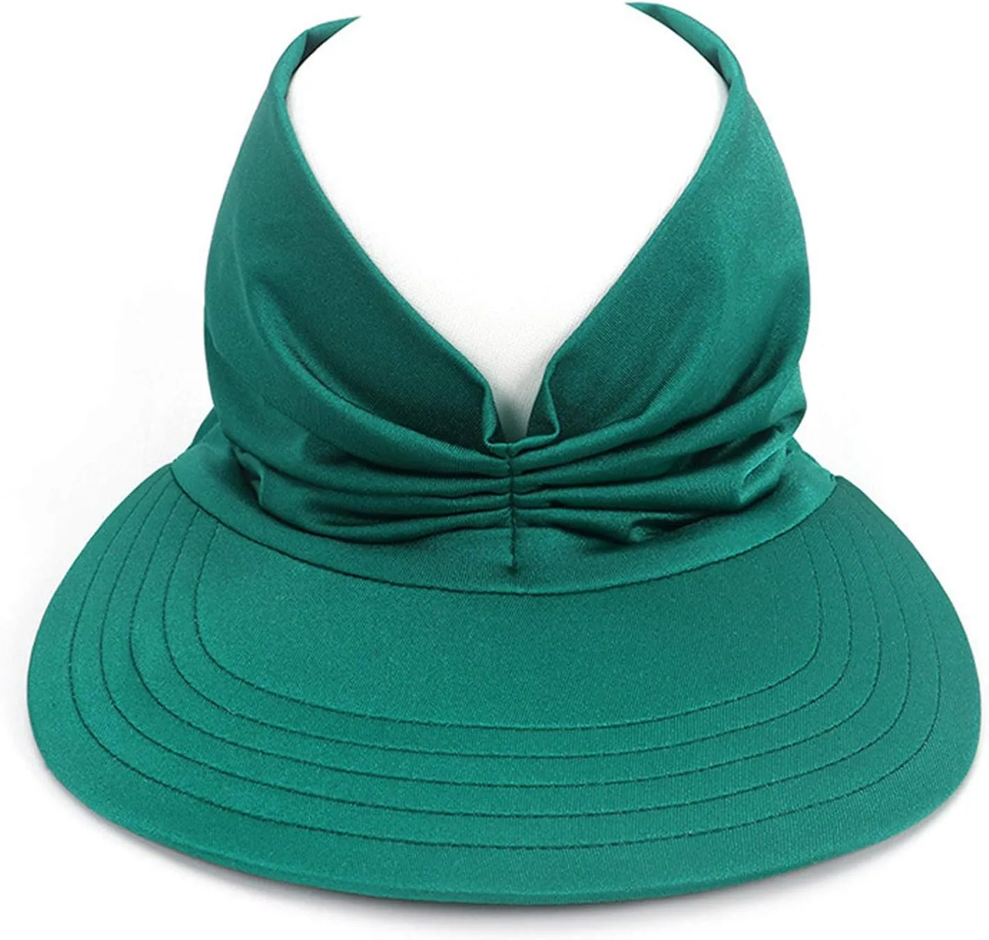 Summer Wide Brim Sun Visor Hat for Women UV Protection Elastic Empty Top Ponytail Beach Hats for Sports Golf Tennis Running