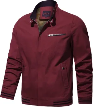 tuduoms Men's Fleece Lined Coats Casual Bomber Jackets Full Zip Windbreaker Jackets Warm Winter Sherpa Aviator Bomber Jacket