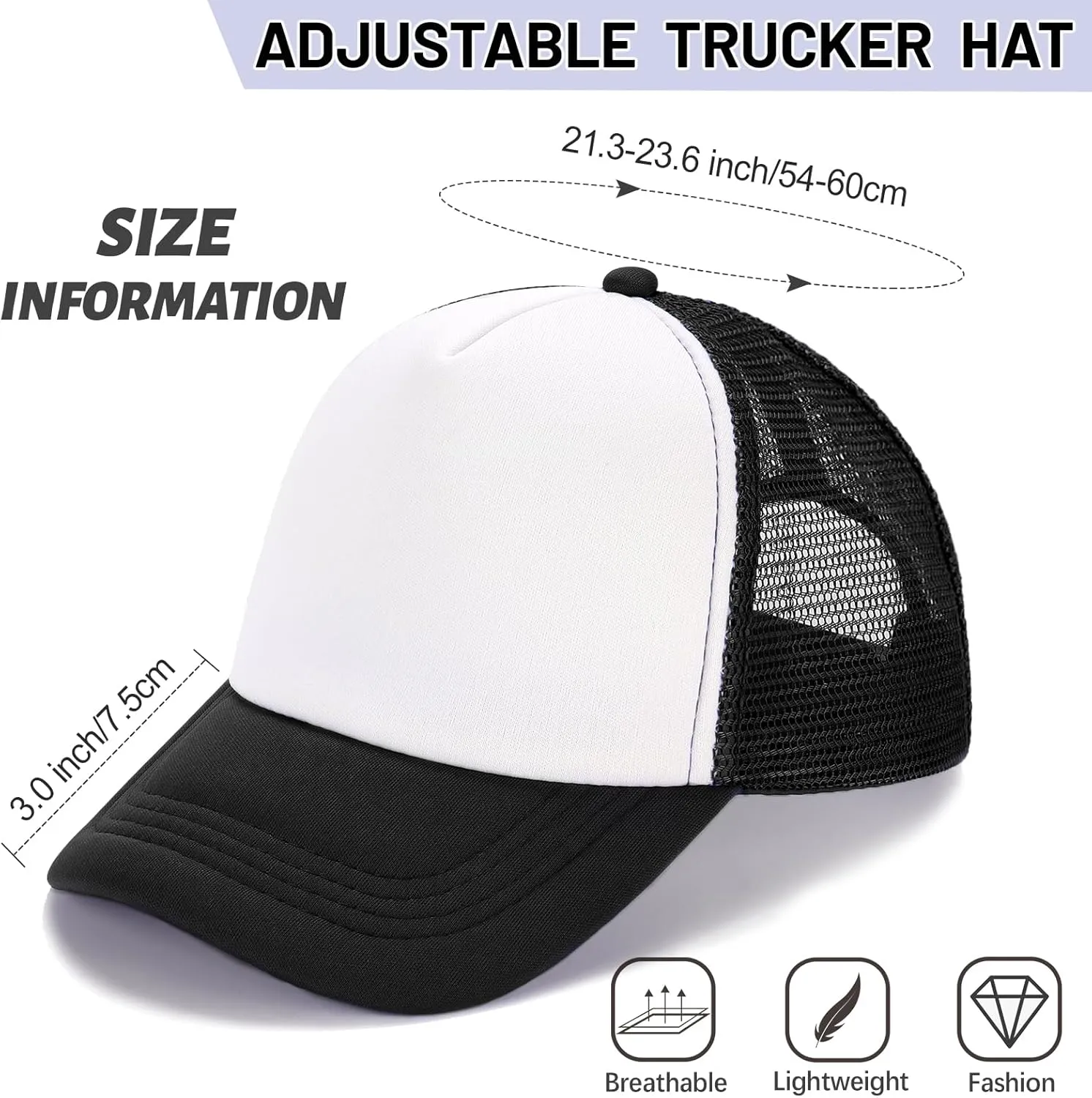 Ultrafun 10 Pack Trucker Hat Mesh Sublimation Blank Hats Adjustable Baseball Caps Hats for Men Women