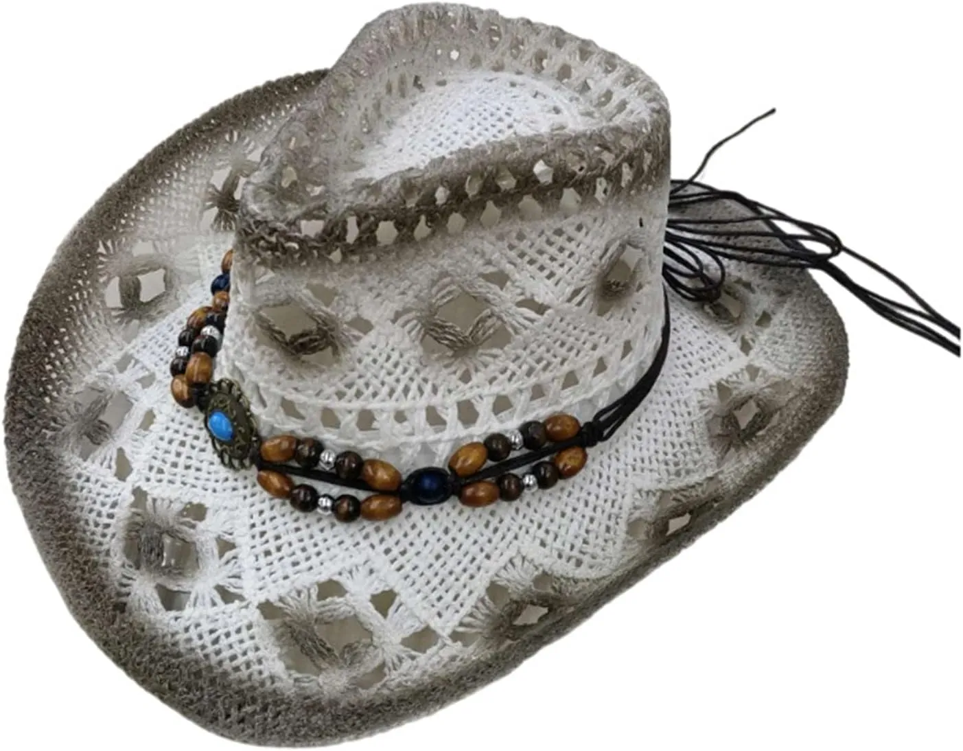 Unisex Cowboy Cowgirl Hat Sun Straw Hat Classic Western Style Roll Up Wide Brim Felt Sombrero Caps with Belt Buckle