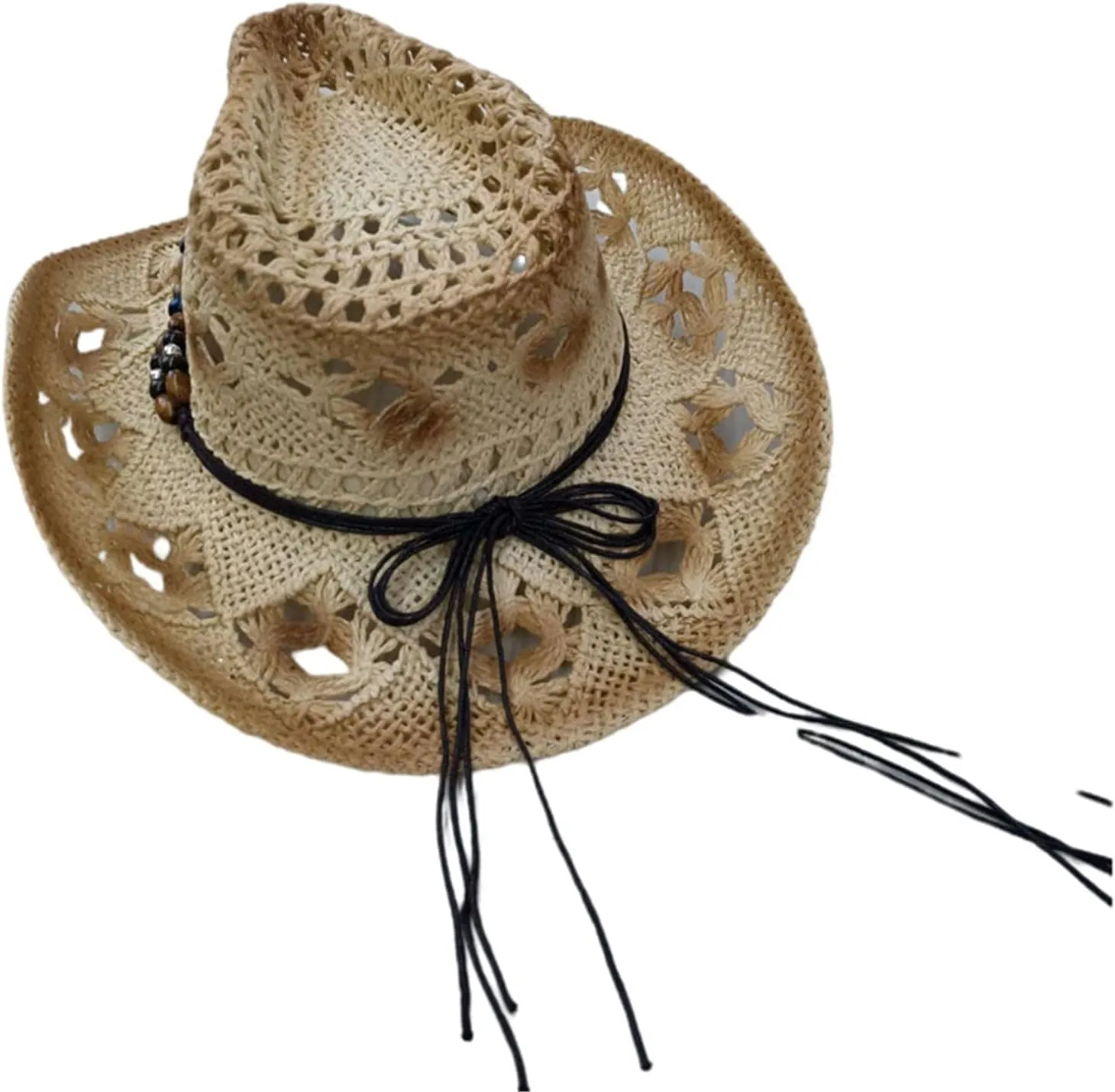 Unisex Cowboy Cowgirl Hat Sun Straw Hat Classic Western Style Roll Up Wide Brim Felt Sombrero Caps with Belt Buckle