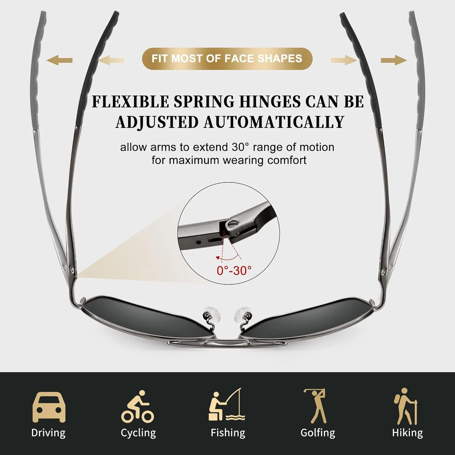 URUMQI Polarized Aviator Sunglasses for Men Women,UV400 Protection Lens, Ultra Lightweight Pilot Sun Glasses for Driving Golf