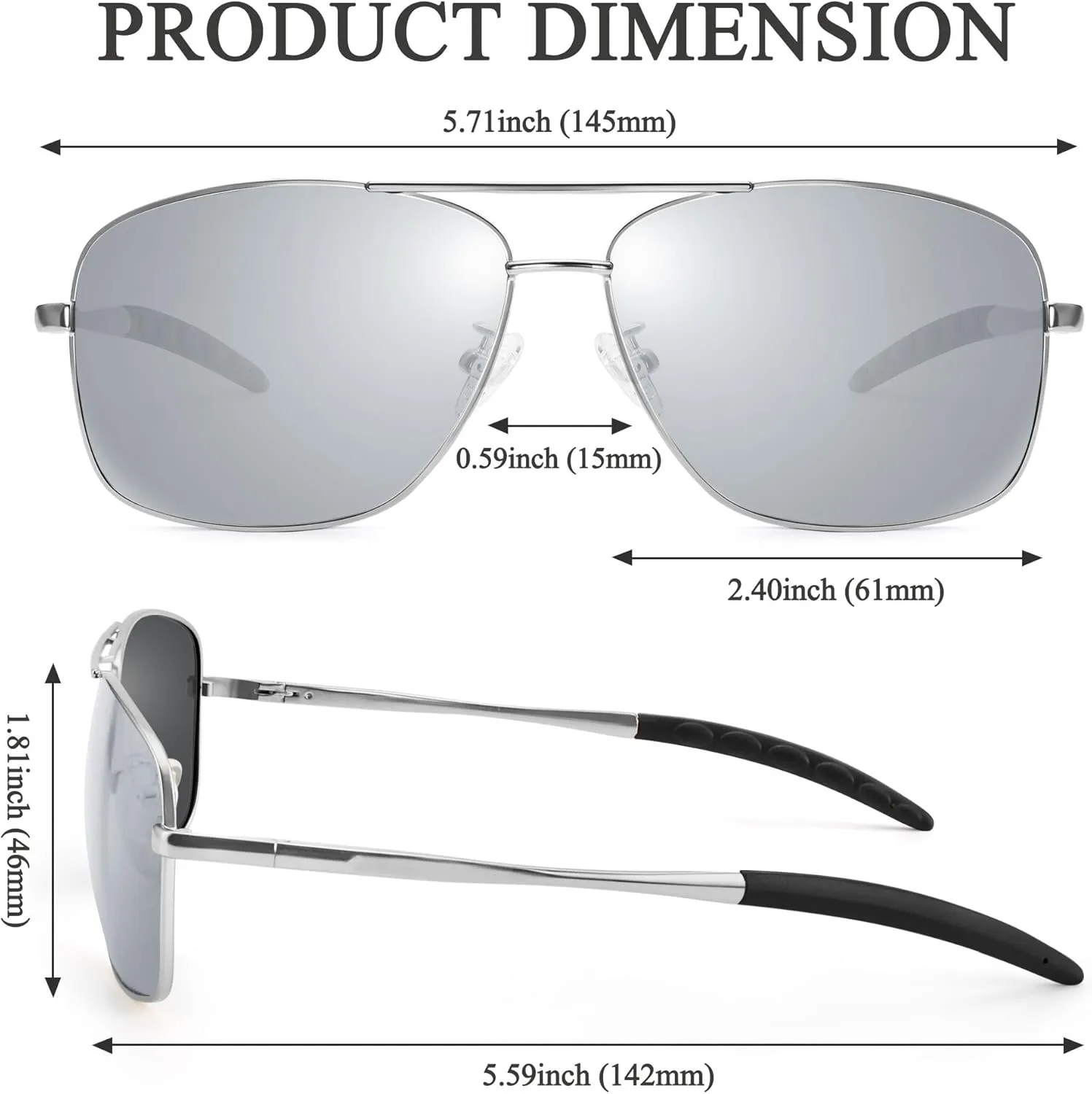 URUMQI Polarized Aviator Sunglasses for Men Women,UV400 Protection Lens, Ultra Lightweight Pilot Sun Glasses for Driving Golf